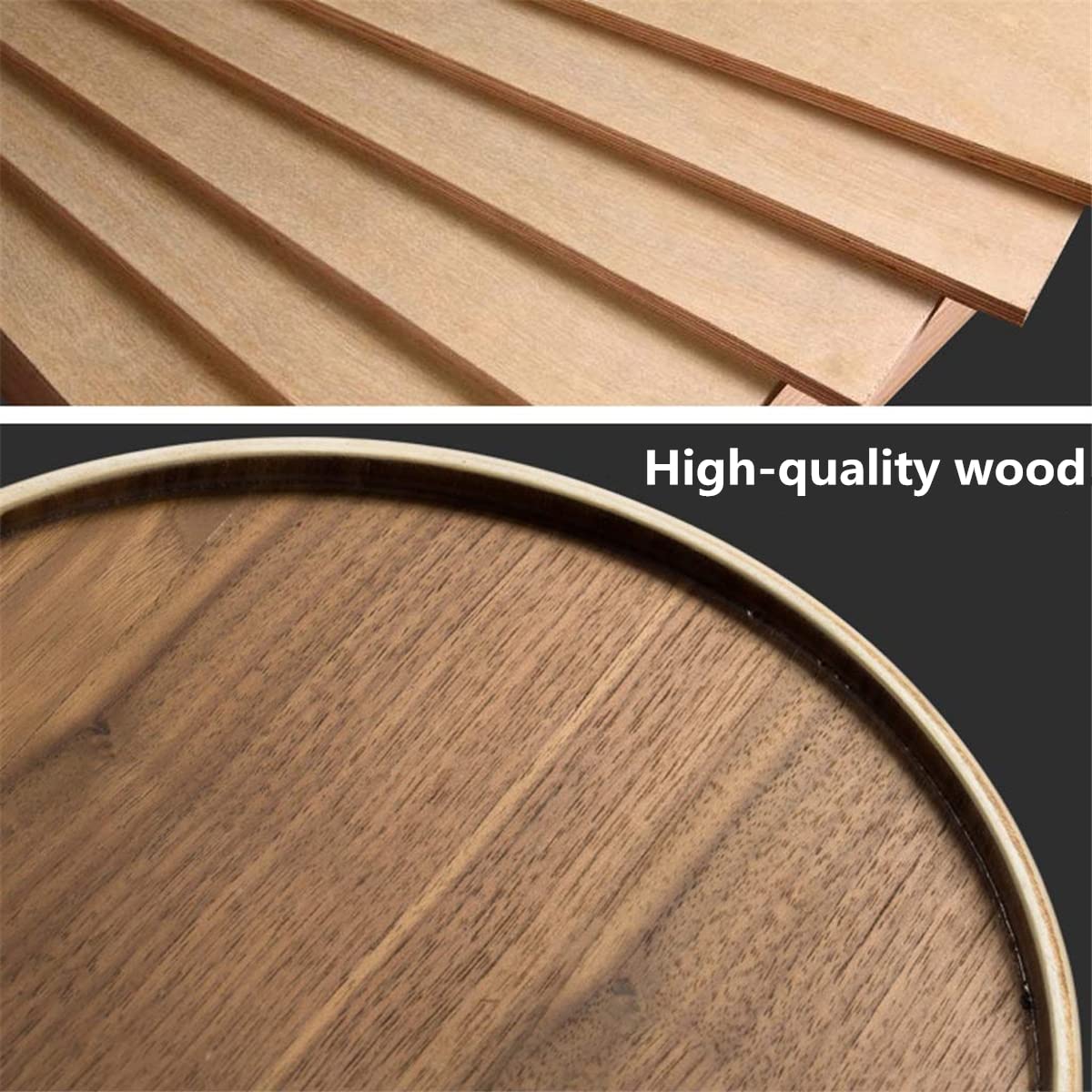 Wood Trash Can, Round Stackable Wastebasket, Natural Garbage Recycling Bin for Bathrooms, Powder Rooms, Kitchens, Home Offices (B-Light Wood)