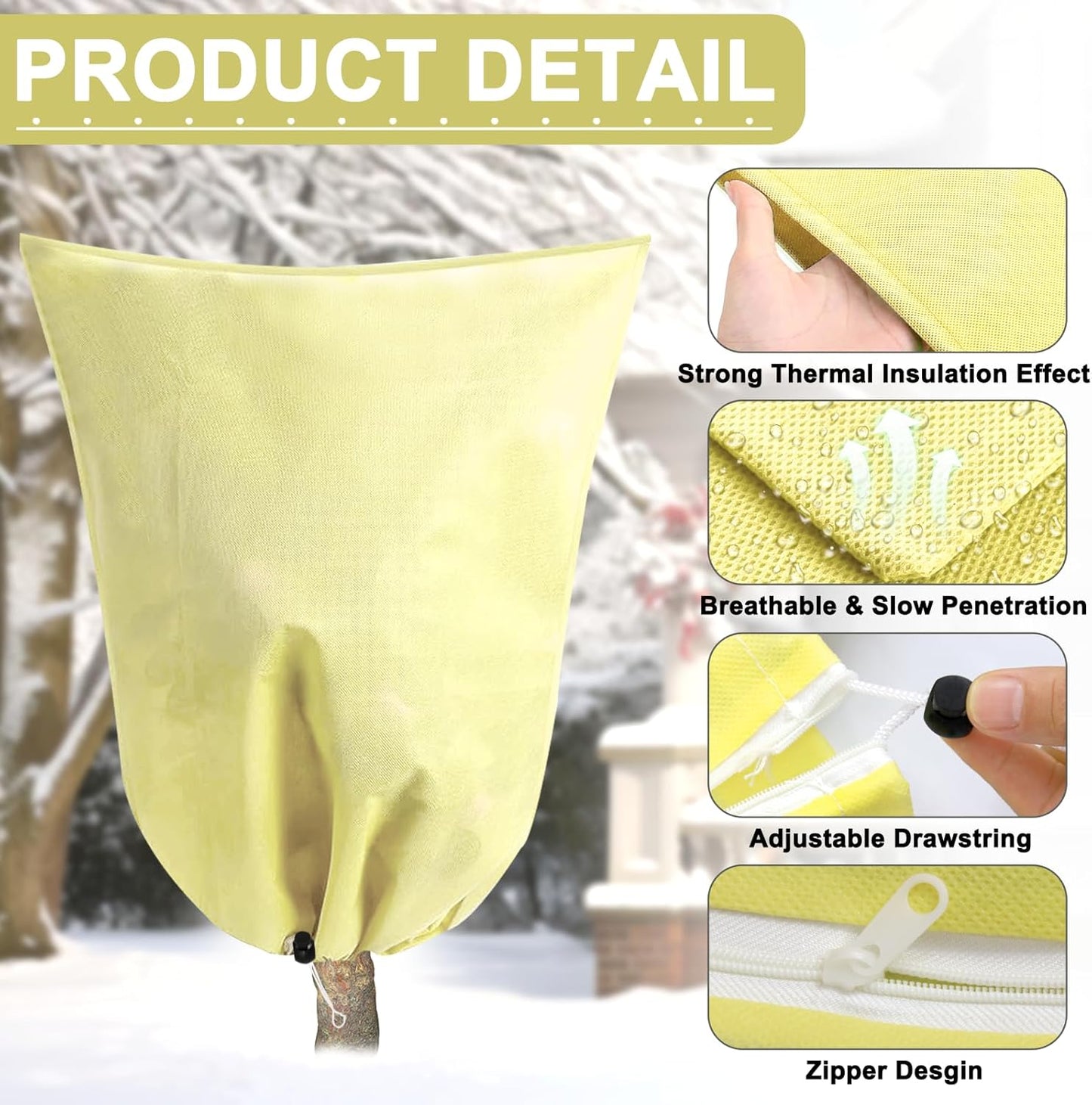 DQS 2 Pack Plant Covers Freeze Protection, 31.4" x47.2" Winter Frost Protection Blankets Frost Cloth,Suitable for Outdoor Winter Frost, Cold Weather, shrubs, Trees, Jackets, and coverings