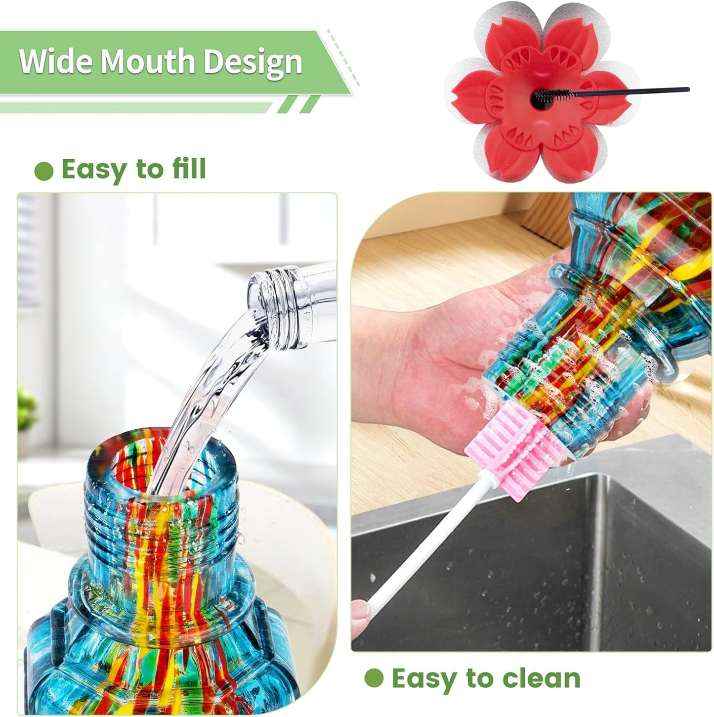 Hummingbird Feeders for Outdoors with Ant Moat, Hand Blown Glass Hummingbird Feeder, 4 Feeding Ports with Perch, Outdoor Garden Décor, 15 OZ, Blue, Gifts for Mom Wife Dad Men Women