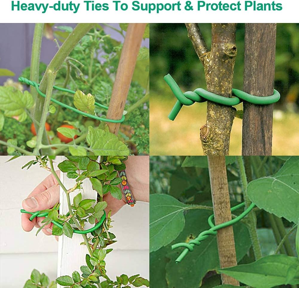 Soft Plant Ties, Garden Ties TPR Flexible Durable Heavy Duty Twist Wire for Twine Tomato Branches Vines and Tying Up Cable Wires (Green) (50ft, 0.2in)