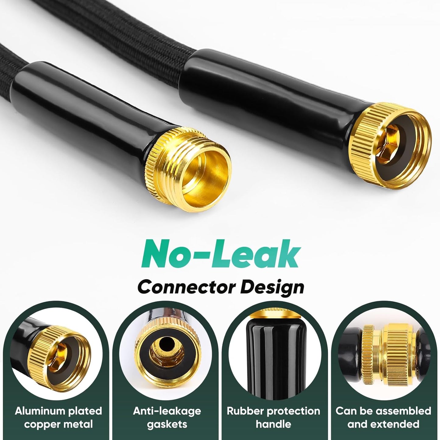 Garden Hose 25FT, Non-Expanding, Lightweight Hose, Leak-Proof Metal Interface, No-Knots, Easy to Carry, Wear-Resistant, Sturdy, Flexible, 3/4GHT, Water Hose for Yard, Garden, NO-Nozzle