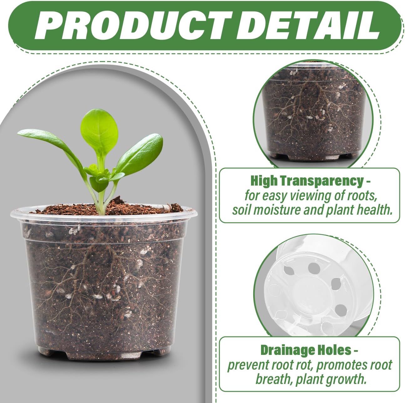 Clear Seedling pots 20 Pack 3.2 Inches Round for Seeds Starter Pots, Seeds Germination Transparent Clean Pots with Drainage Holes(Clear,20 Pcs, 3.14Inch)…