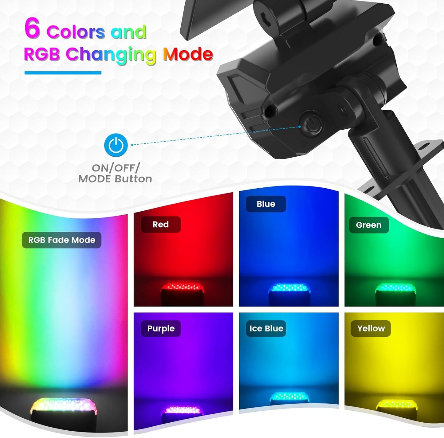 VOLISUN Solar Landscape Spotlights Adjustable Outdoor, Uplights Solar Waterproof IP67, Spot Lights Solar Powered for House,Tree,27 LED with 6 Colors Changing(12 Pack- RGB)