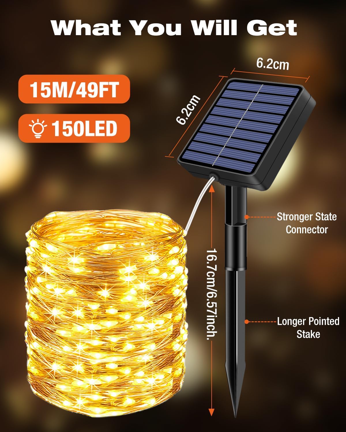 3 Pack Solar Fairy Lights for Outside Waterproof, Total 147FT 450 LED Solar String Lights Outdoor 8 Modes Solar Twinkle Lights for Garden Yard Christmas Tree Wedding Party Decor, Warm White