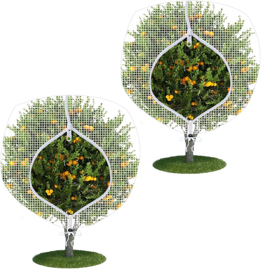 Fruit Tree Netting Covers with Zipper to Protect from Squirrels and Birds Large Netting for Fruit Trees Net Protection, White, 10' x 13', 2 Pack