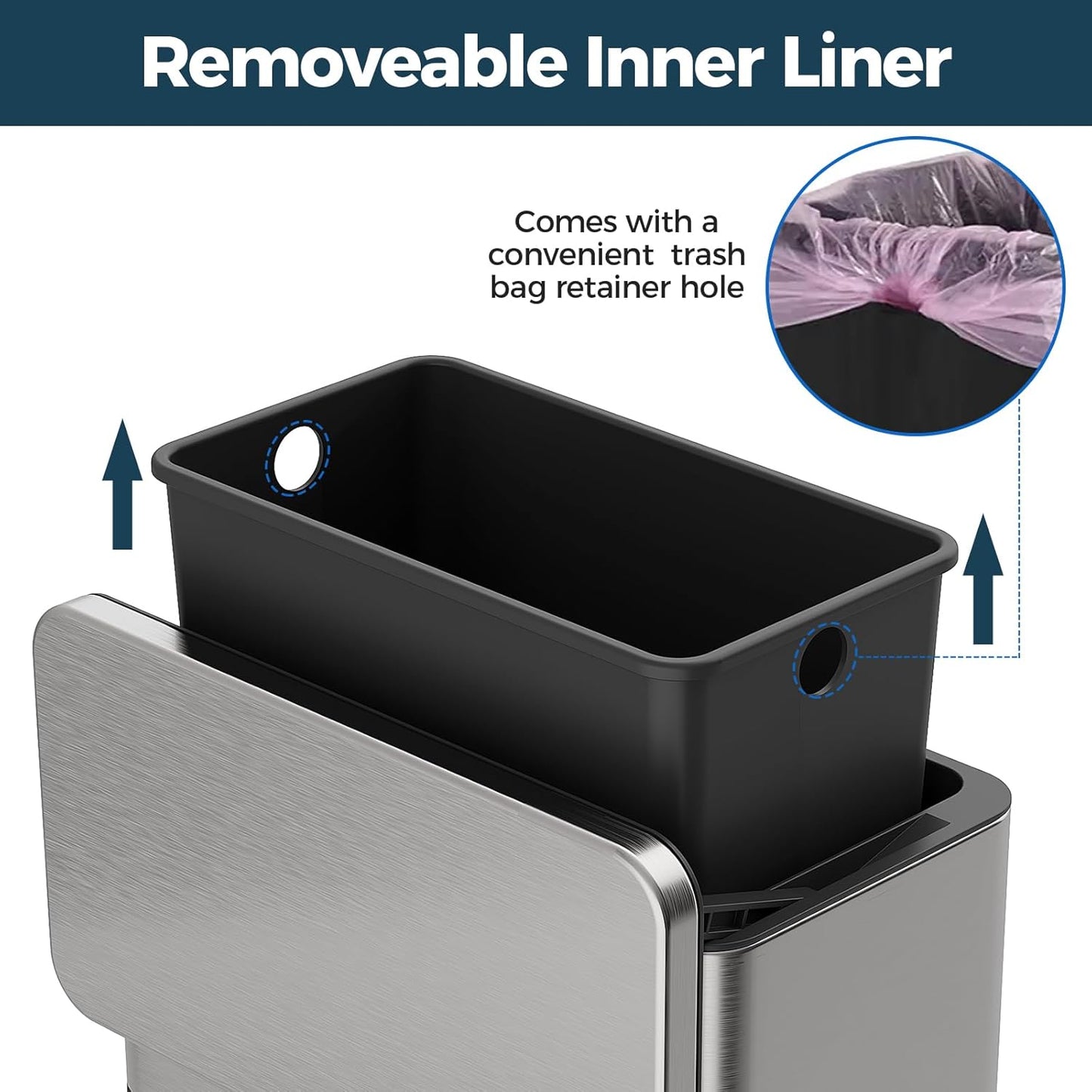 Stainless Steel Hanging Trash Can with Lid and Inner Bucket, 1 Gallon Kitchen Compost Bin for Counter Top, Under Sink or Wall Mount, Small Garbage Can for Cupboard/Bathroom/Bedroom/RV