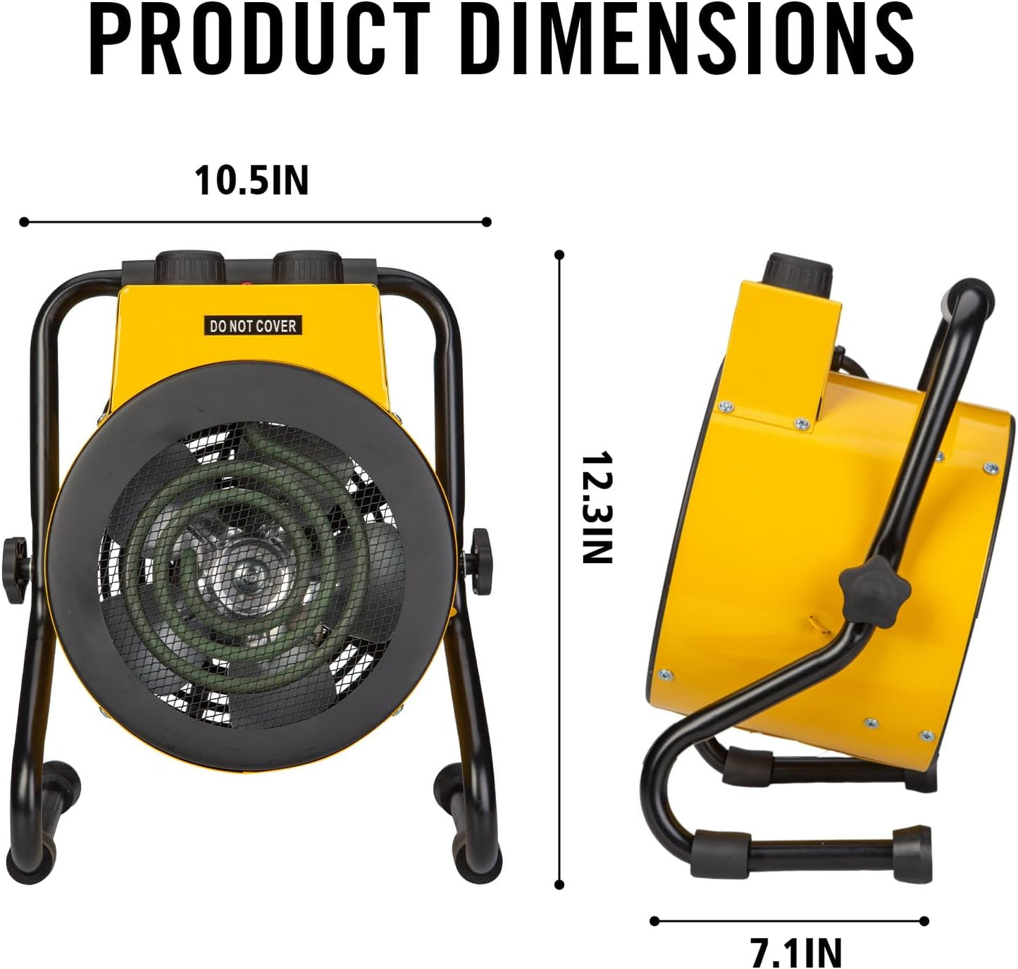 Greenhouse Heater with Digital Thermostat, Green House Heater for Plants,1500W Electric Grow Tent Heaters, Overheat Protection, Fast Heating for Green House, Flower Room, Yellow