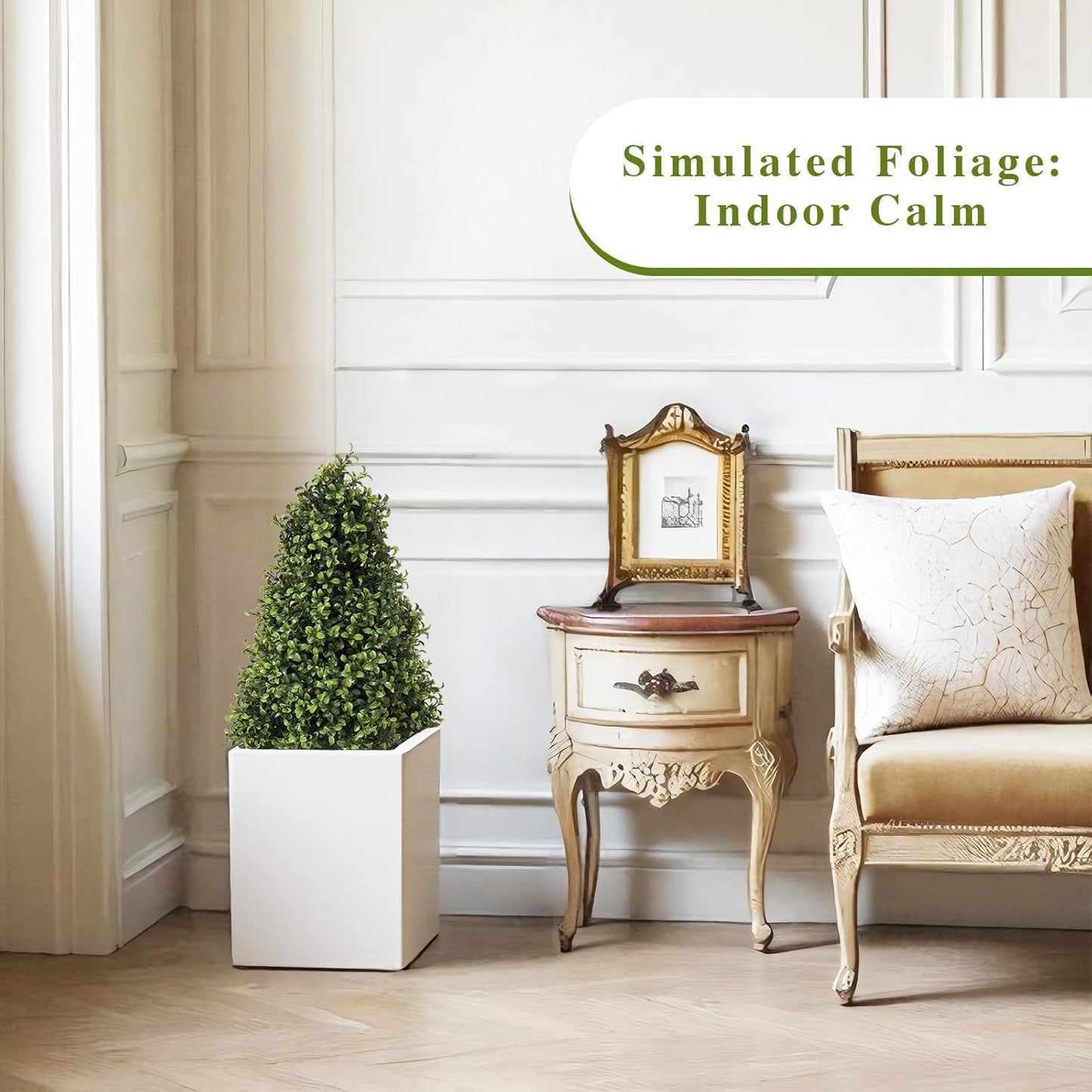 30" Artificial Boxwood Topiary Trees Outdoor Set of 2 - UV Resistant Faux Plants for Front Porch Outside Planter, Realistic Fake Cone-Shaped Bushes & Shrubs 2.5ft