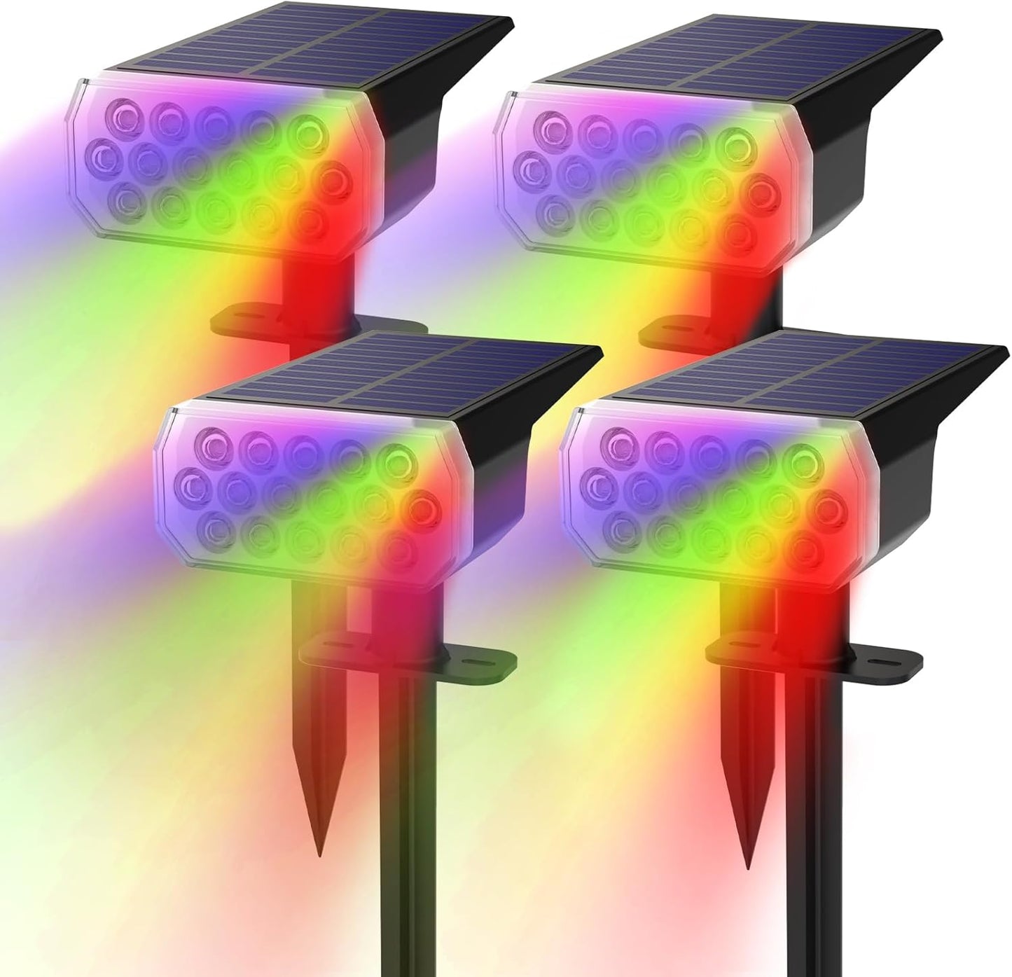 Solar Lights Outdoor Waterproof IP65, 8 Lighting Modes Multicolor Solar Spot Lights Outdoor, Landscape Spotlights for Garden Yard, 4 Pack RGB