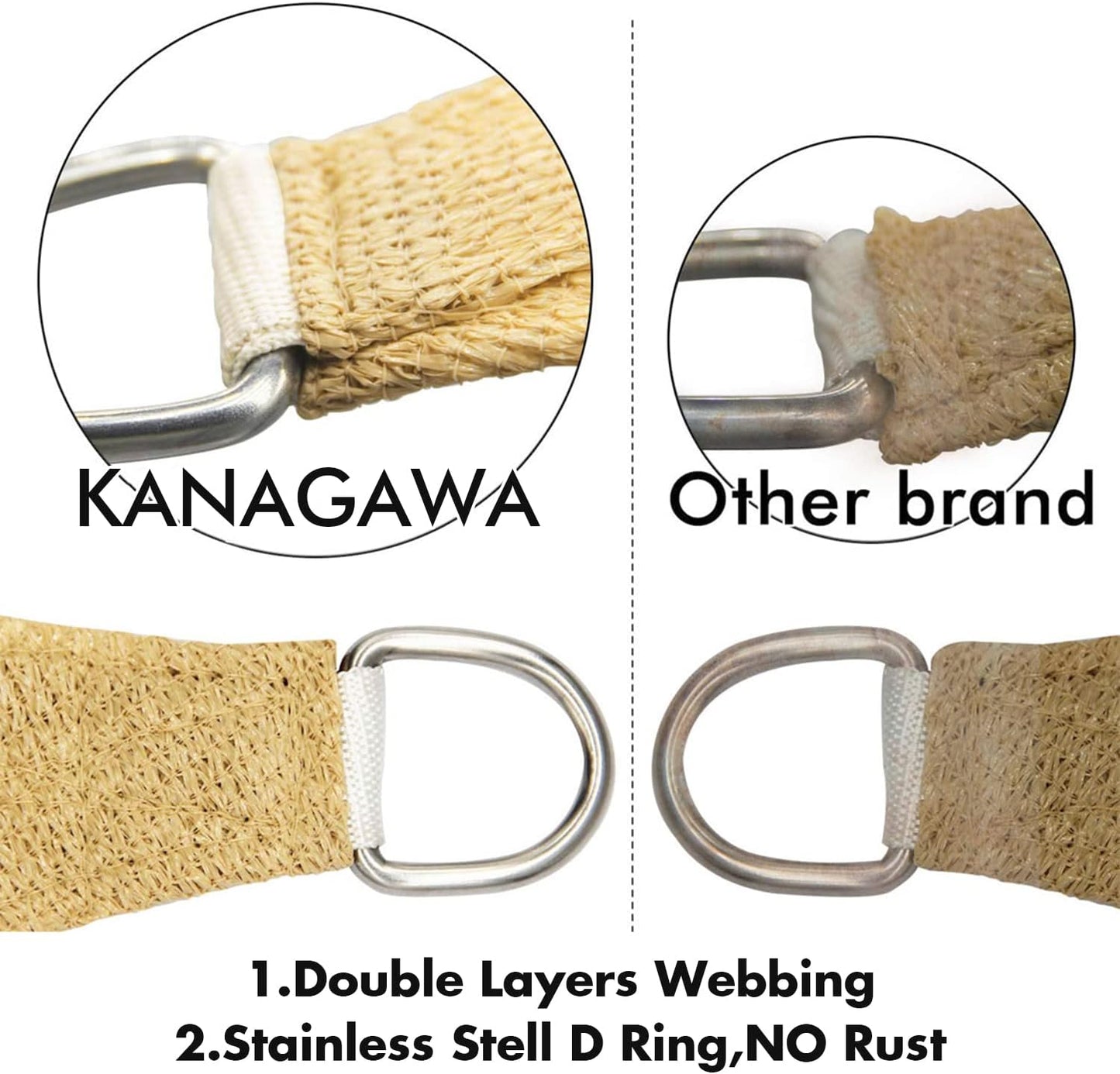 KANAGAWA 14'X20' Sand Custom Size Sun Shade Sail Rectangle UV Block Canopy Cover for Patio Backyard Lawn Garden Outdoor (Customized Available)