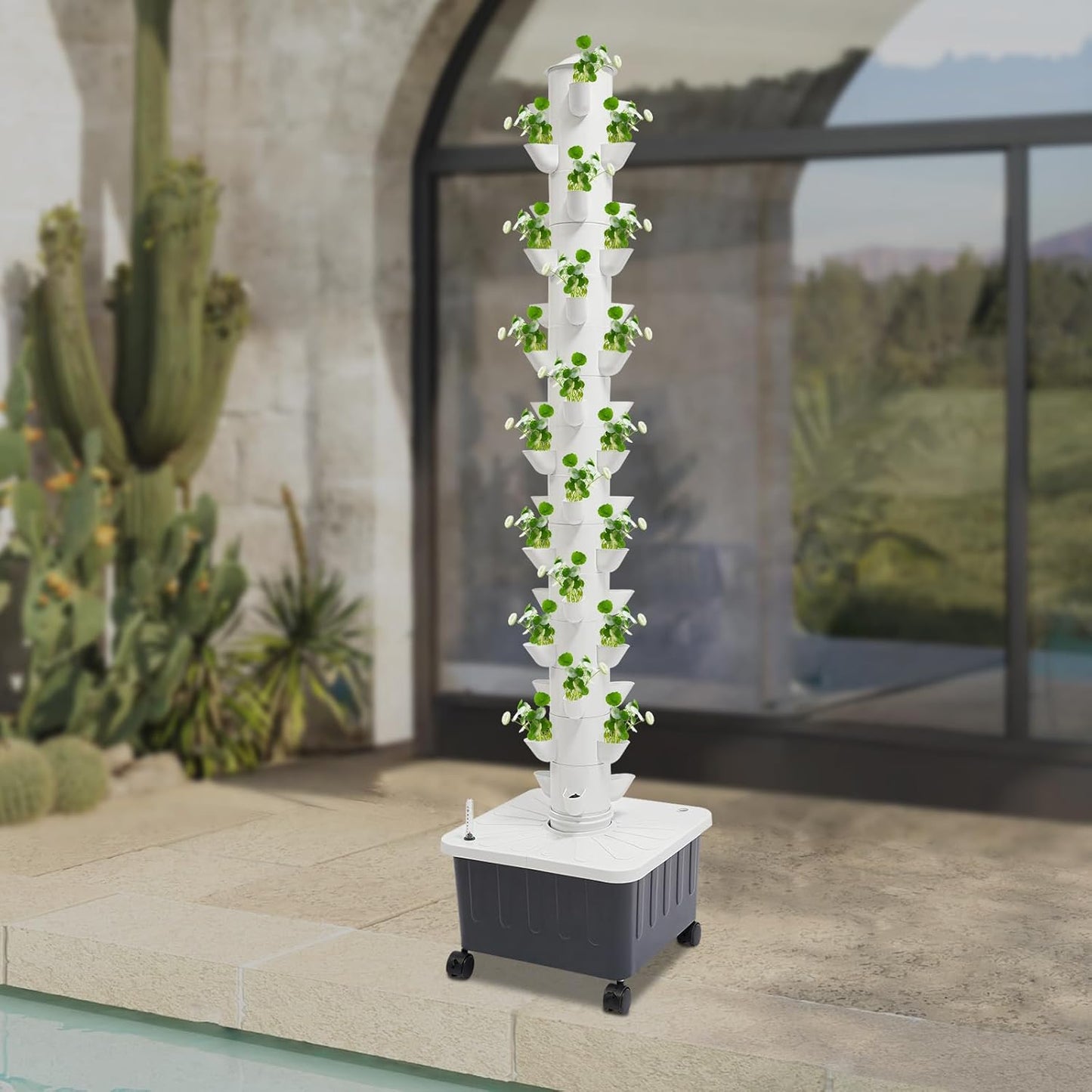 Hydroponic Growing System, 45-Plant Vertical Gardening System, 15-Layer Tower, White Aeroponic Tower for Herbs, Fruits and Vegetable