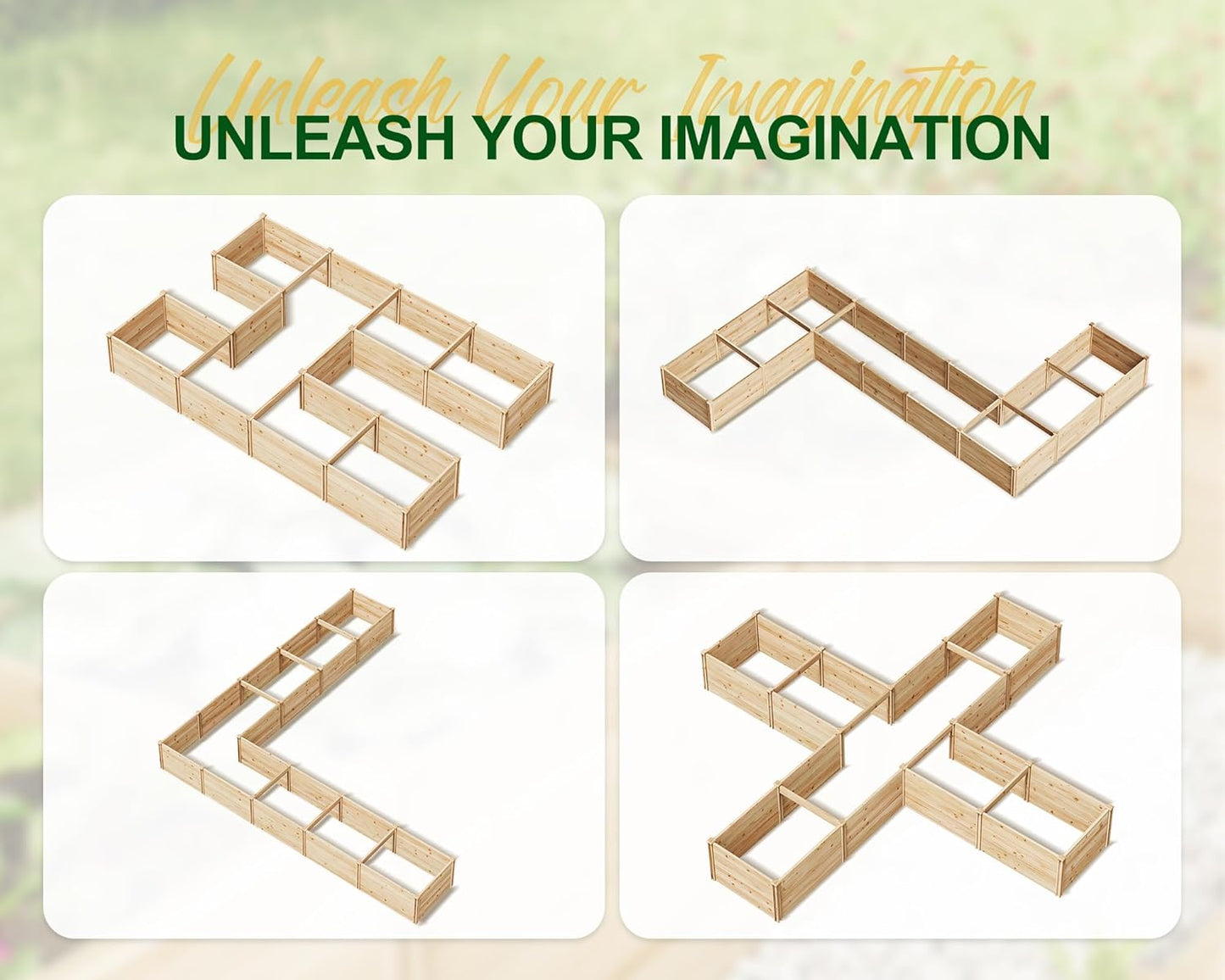 AMERLIFE U-Shaped Raised Garden Bed, 7.5Wx9Dx1.6H Outdoor Wooden Raised Garden Bed Planter with 19.6" Depth Planter Box