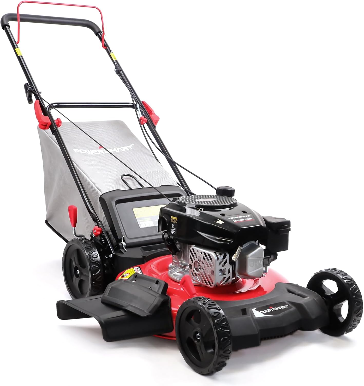 PowerSmart Lawn Mower Gas Powered, 21-Inch 144cc Engine 3-in-1 Walk-Behind Push Lawn Mower, Oil Included