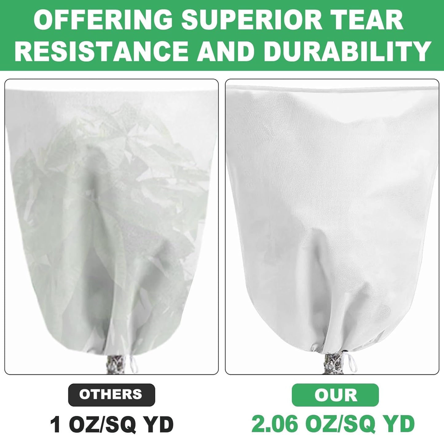 3 Pack Plant Covers Freeze Protection, 19.6" x 39.3" Frost Covers for Outdoor Plants with Drawstring, Plant Covers for Winter Tree Covers Freeze Protection, Winter Cold Weather Shrubs Jacket