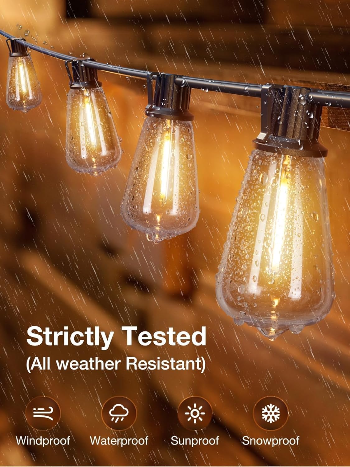 addlon 100FT (4x25FT) Outdoor String Lights, Waterproof Patio Lights ETL Listed with 48+4 Shatterproof Dimmable ST38 LED Bulbs, 2200K Connectable Outdoor Lighting for Christmas House Backyard Garden