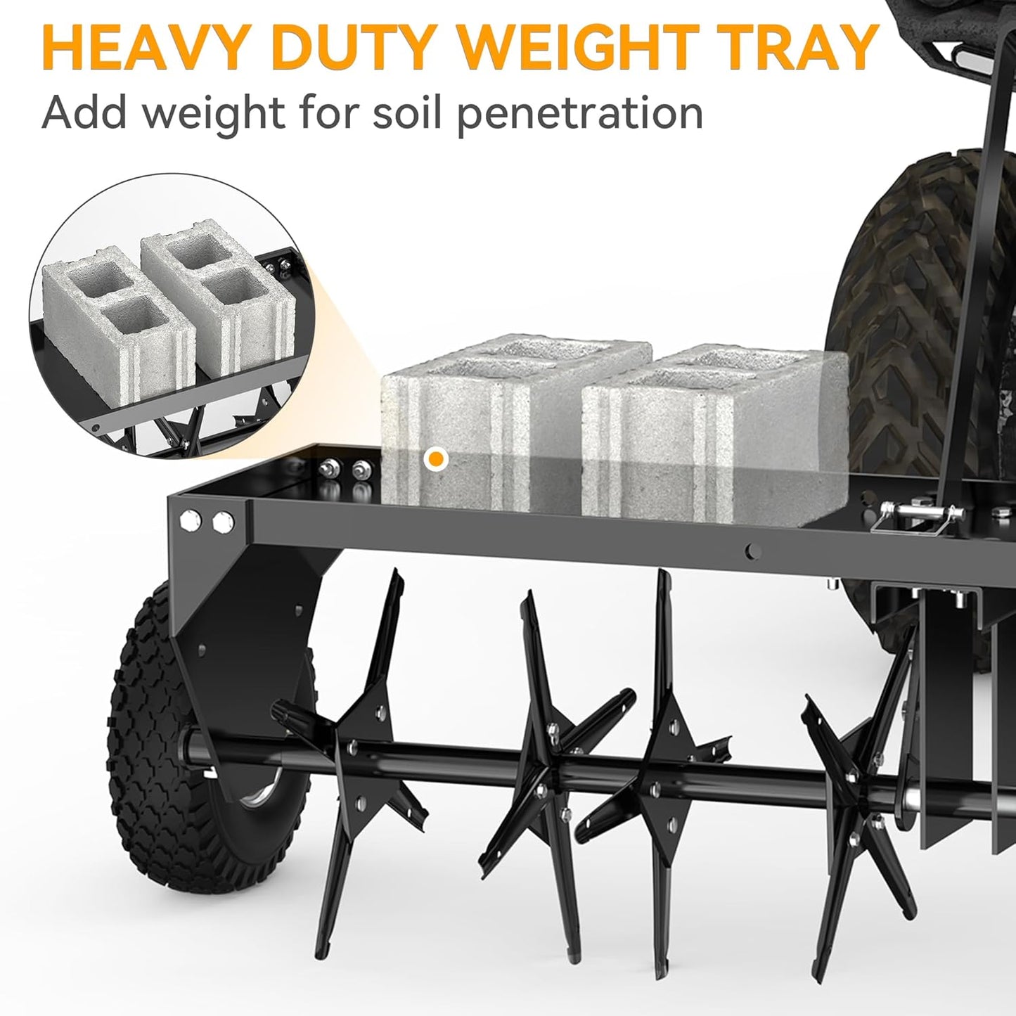 YINTATECH 48" Lawn Aerator Tow Behind with Universal Hitch for Lawn Plug Aerator, Black