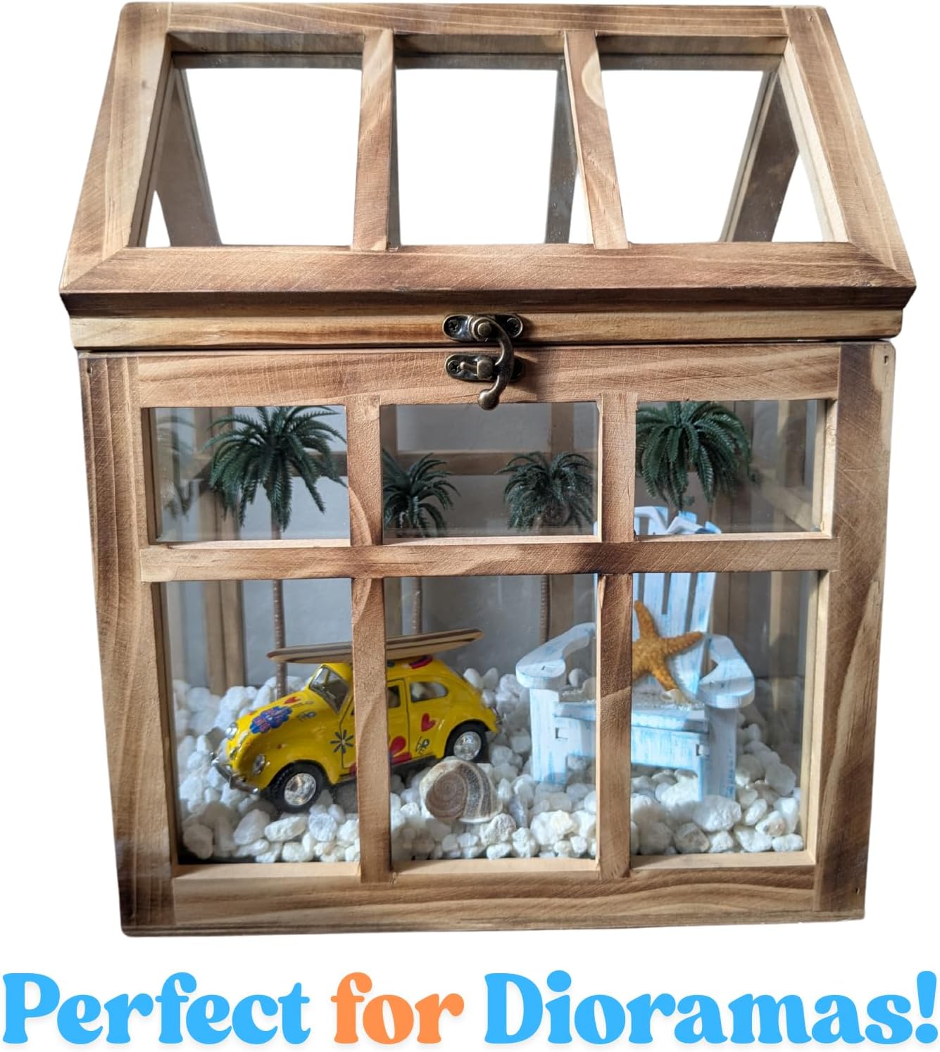 Orchid & Ivy Large Rustic Wood & Glass Plant Succulent Terrarium with Lid - 12" x 9.8" x 7" Decorative Farmhouse Tabletop Greenhouse Display for Air Plants, Dioramas, Fairy Gardens, Candle Lantern