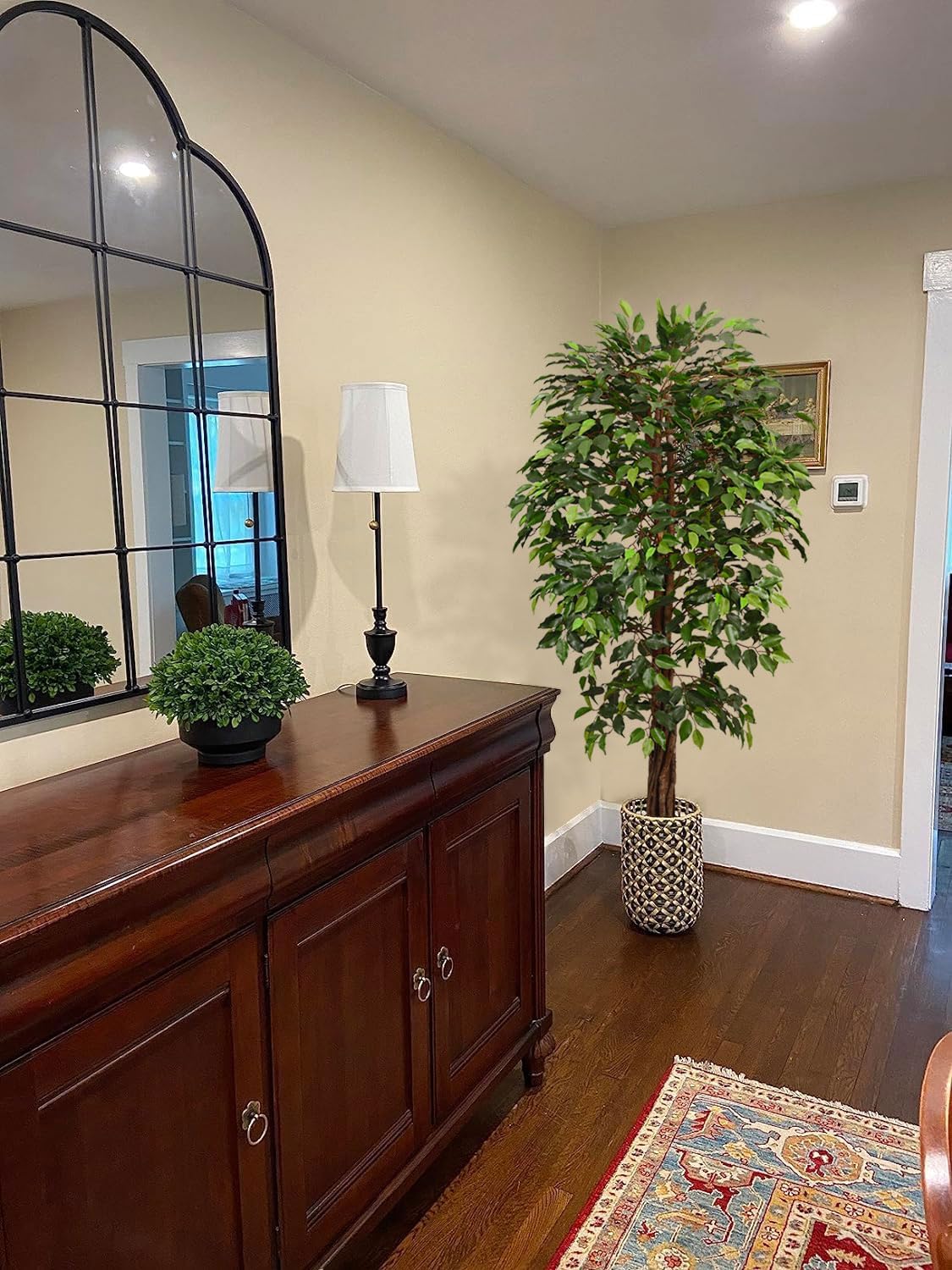 Aveyas 6ft Artificial Ficus Tree for Home Decor, 6 Feet Faux Plant Fake Silk Trees with Pot for Indoor Outdoor House Living Room Office Garden (6 ft Tall)