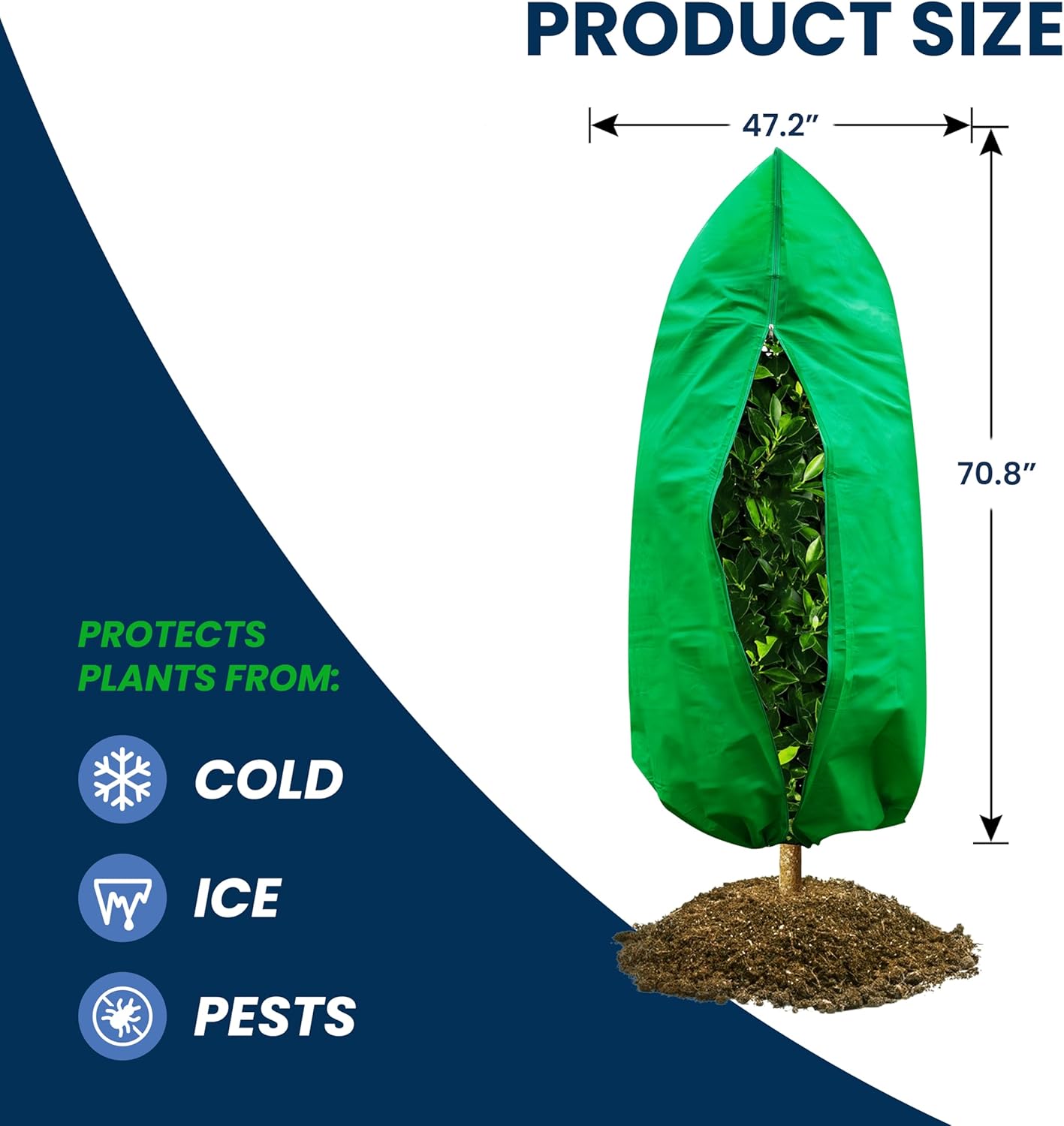 SCRUBIT Plant Covers Freeze Protection, 47.2" W x 70.8" H Frost Cloths for Outdoor Plants & Fruit Trees with Zipper and Drawstring, Thick Winter Plant Covers - 2 Pack Tree Frost Blankets for Shrubs