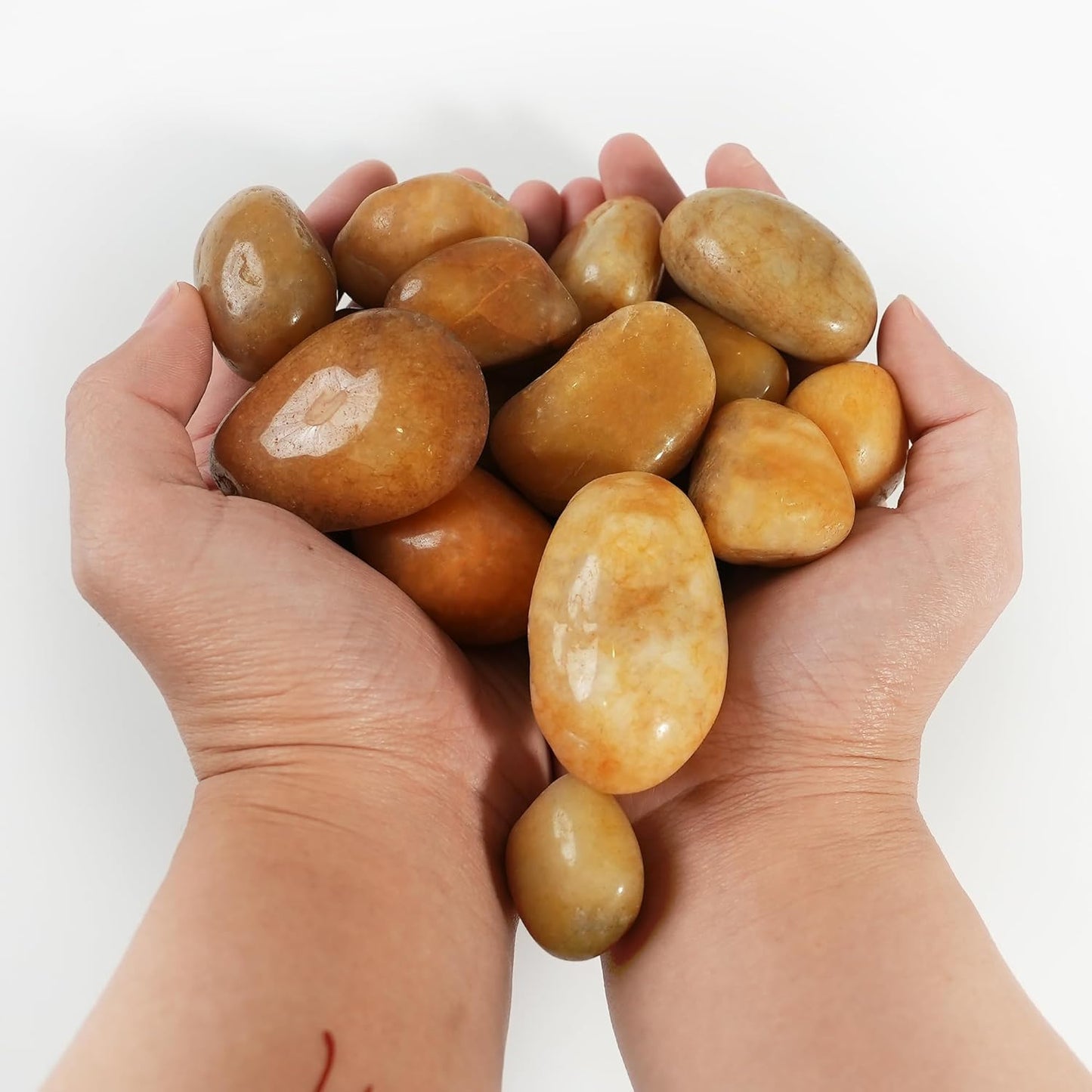 12 LBS River Rocks, StoneCreek, Decorative Garden Stones for Plant Landscaping, Polished Gravel Filler Pebbles for Home Decoration, Vases, Succulents, Flower Beds and Fish Tanks (Pale Yellow, Medium)