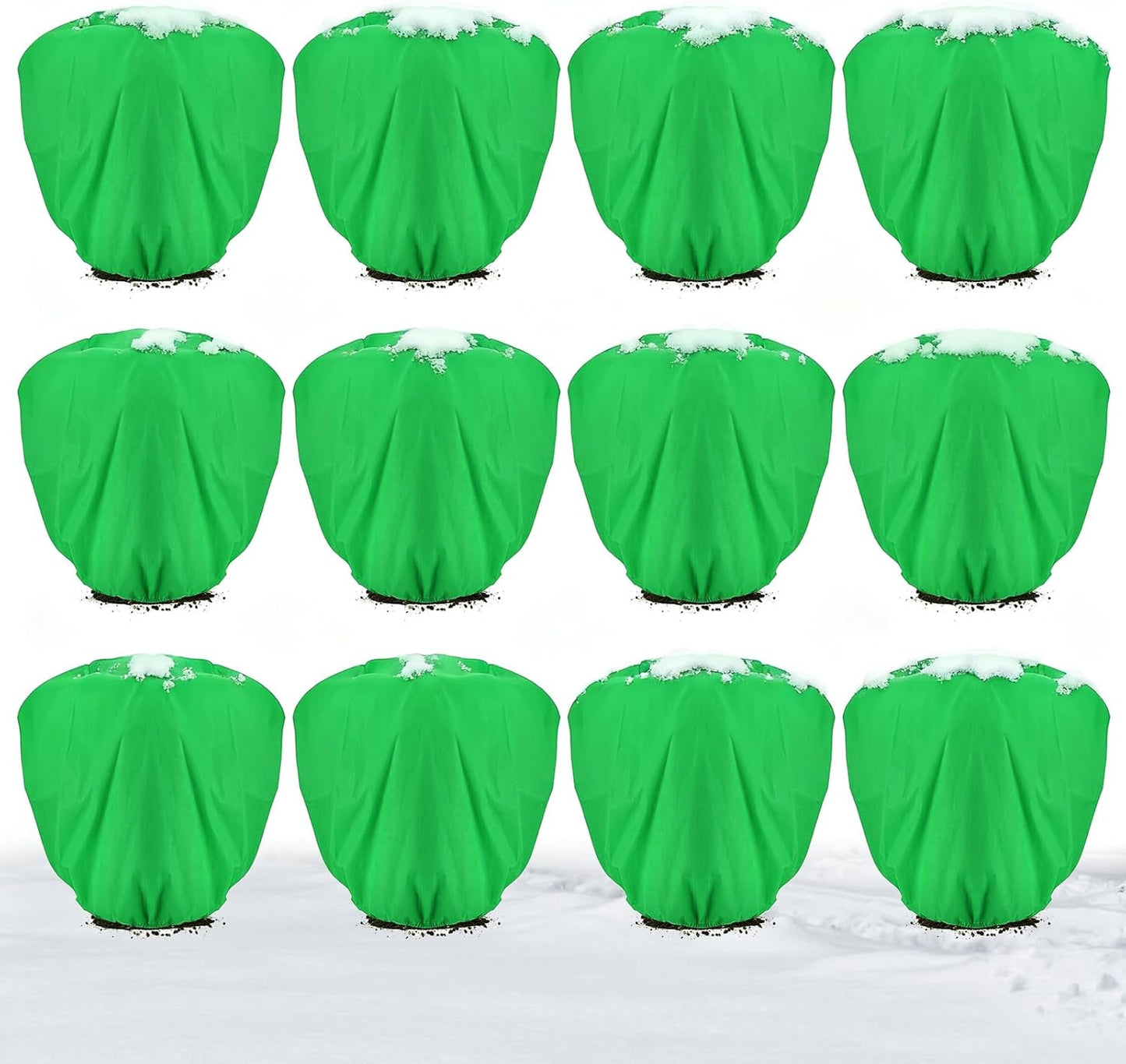 ANPHSIN 12 Pcs 39.3in x 39.3in Plant Covers Freeze Protection - Winter Shrub Plant Protection Bags, Frost Blankets Cloths with Drawstring for Outdoor Garden Plants, Green