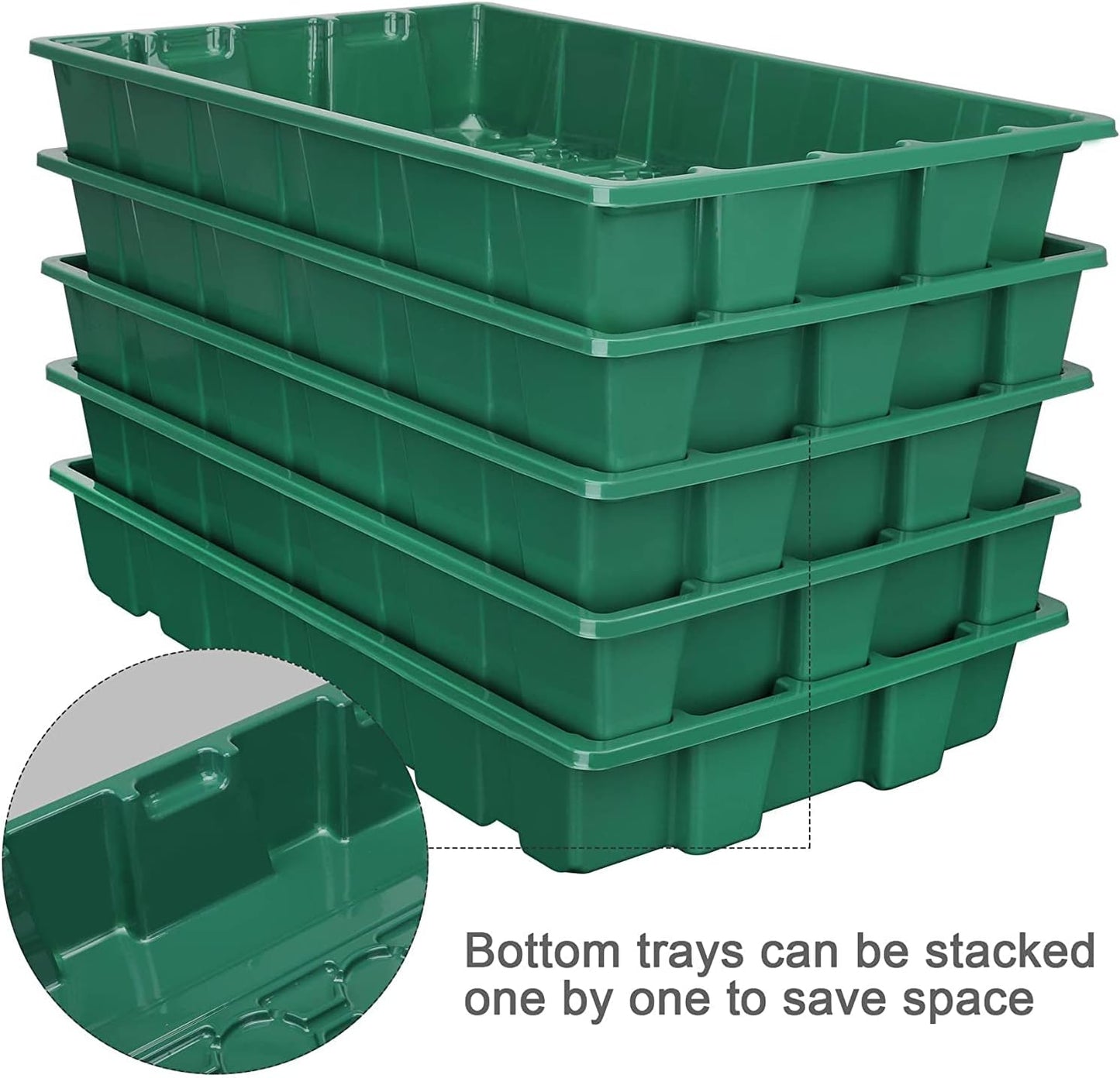 MIXC Seedling Trays Seed Starter Tray, 5-Pack Mini Propagator Plant Greenhouse Grow Kit with Humidity Vented Domes and Base for Seeds' Starting (40 Cells Per Tray, Total 200 Cells), Green