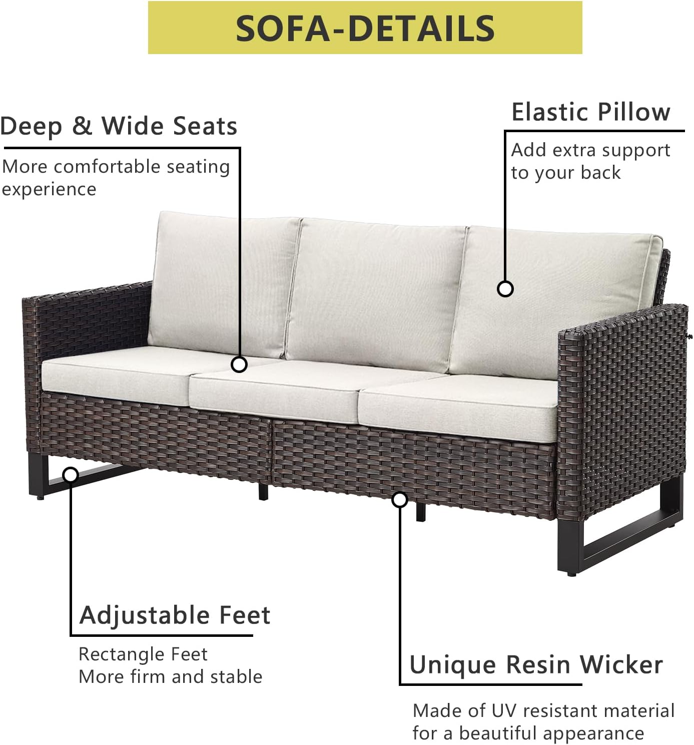 HUMMUH 7 Piece Patio Furniture Set with Fire Pit Table 41in 55,000 BTU,Wicker Outdoor Conversation Sets - Outdoor Swivel Rocker Chairs Patio Sofa for Porch,Garden,Backyard