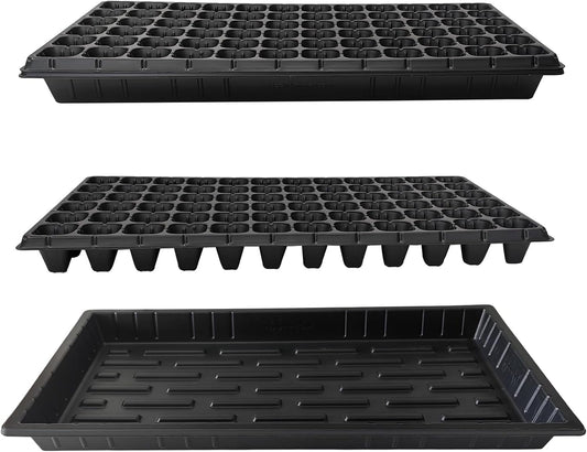 10 Pack 1020 Seed Starter Trays and 10 Pcs 72 Cell Plug Trays, Thick Durable Seedling Plastic Nursery Tray for TD538 1020 Tray Germination (10 Sets)