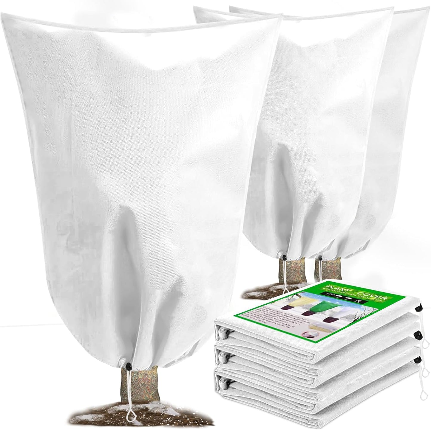 DQS 3 Pack Plant Covers Freeze Protection, 19.6" x 39.3" Winter Frost Protection Blankets Frost Cloth,Suitable for Outdoor Winter Frost, Cold Weather, shrubs, Trees, Jackets, and coverings