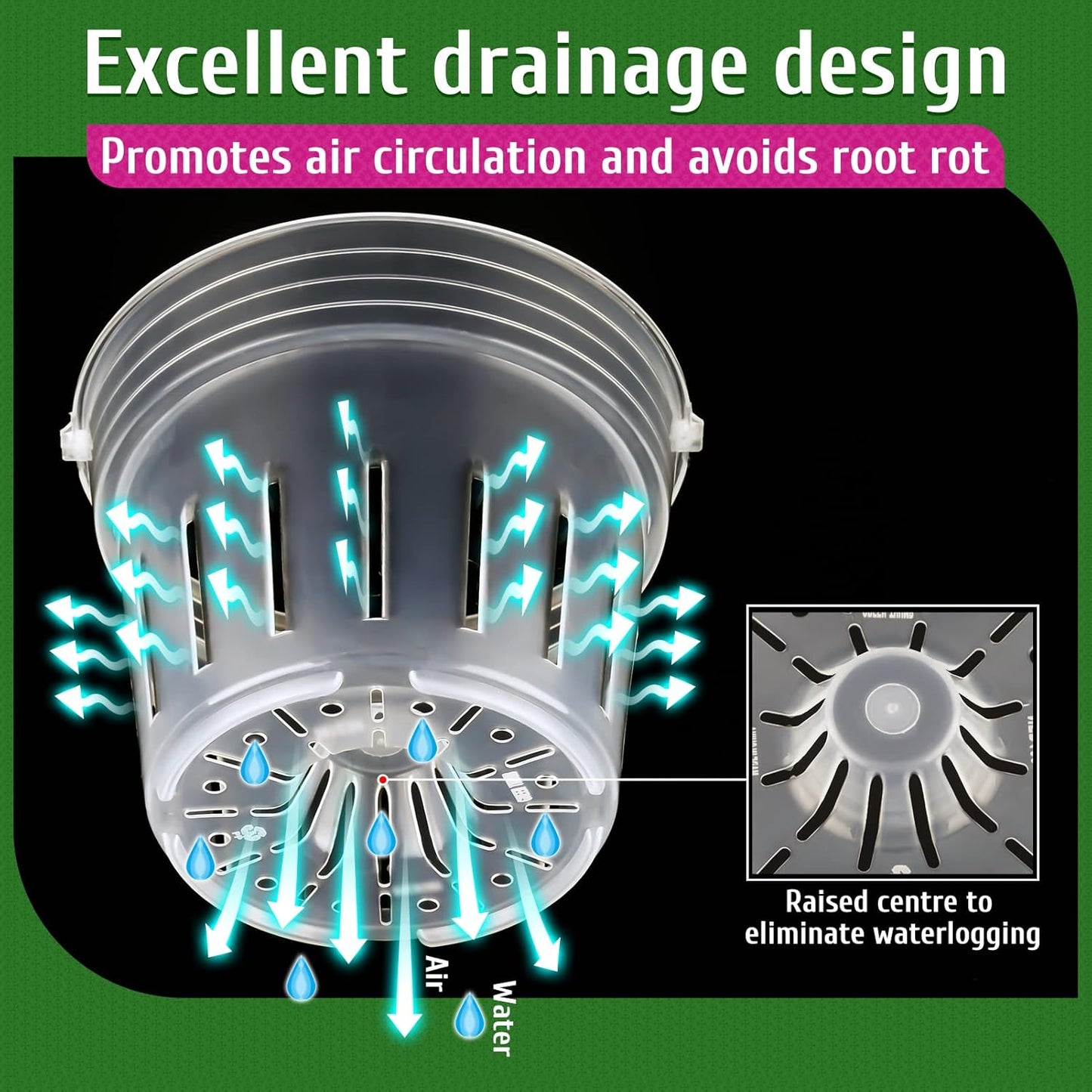 Orchid Pot, 9 Pack Orchid Pots with Holes, 3 Each of 4.8, 5.7 and 6.4 Inch Clear Flower Planter for Repotting, Plastic Slotted Nursery Planters Indoor Outdoor