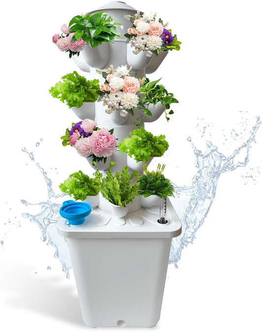 20 Plants Hydroponic Tower, Hydroponics Growing System Tower, Hydroponics Tower with Timer Automatic Watering, Vertical Hydroponic Tower, Planter Germination Kit for Herbs Vegetables Fruits