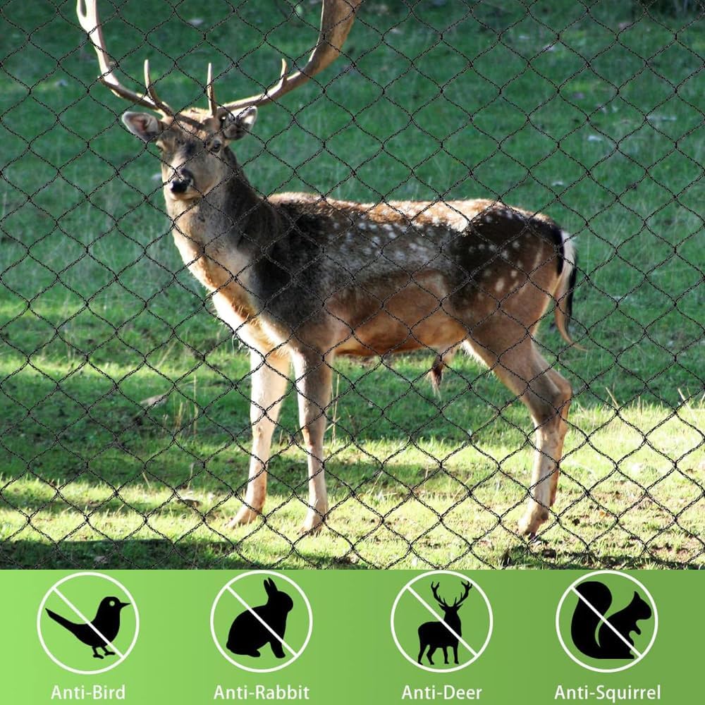 Junflying Bird Netting, 15x20 FT – 1/2" Mesh, Woven Black Netting for Garden Protection with Ties, Protects Vegetables, Fruit Trees, Blueberry Bushes & Strawberry Plants