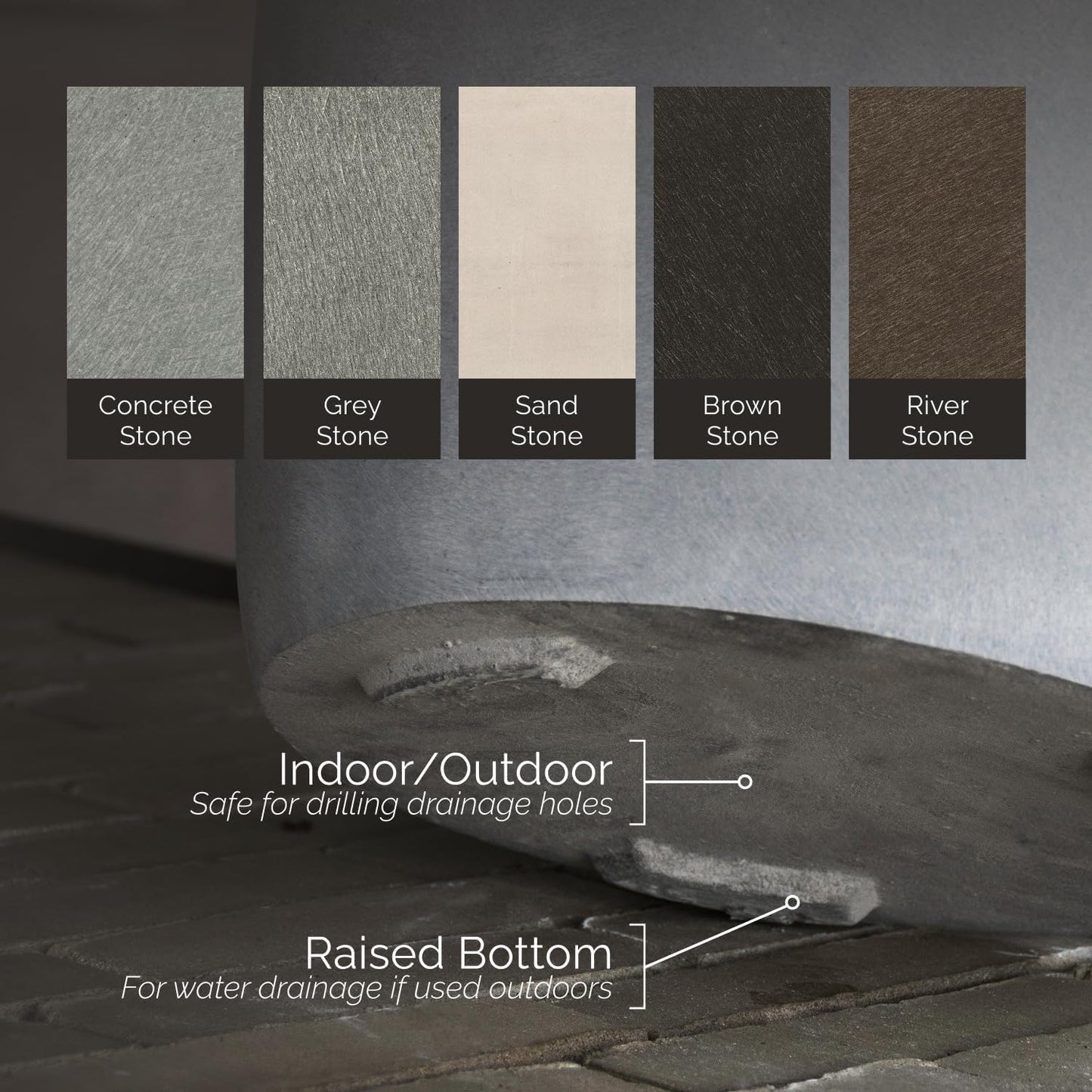 Mondo High Tall Planter – Brown Stone Finish – Fiberglass Indoor/Outdoor and Weather-Resistant Round Planter (25.6" D x 35.6" H Exterior, 20.3" D x 35.4" H Interior)