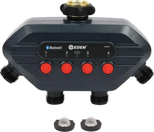 Eden 93443 4-Zone Bluetooth Water Timer |, Stainless Steel Washers Charcoal Gray