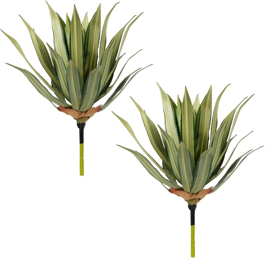 Velener Artificial Outdoor Agave Plants, Green Outdoor Faux Plants with Broad Sword-Shaped Leaves, Small Size UV Resistant Fake Agave Plants for Indoor and Outdoor Decor(14 Inch)-2 Pack