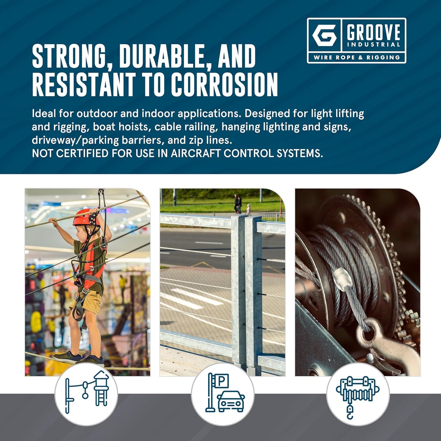 1/4’’ 7x19 Hot Dip Galvanized Aircraft Cable – Steel Wire Rope - 250 Feet