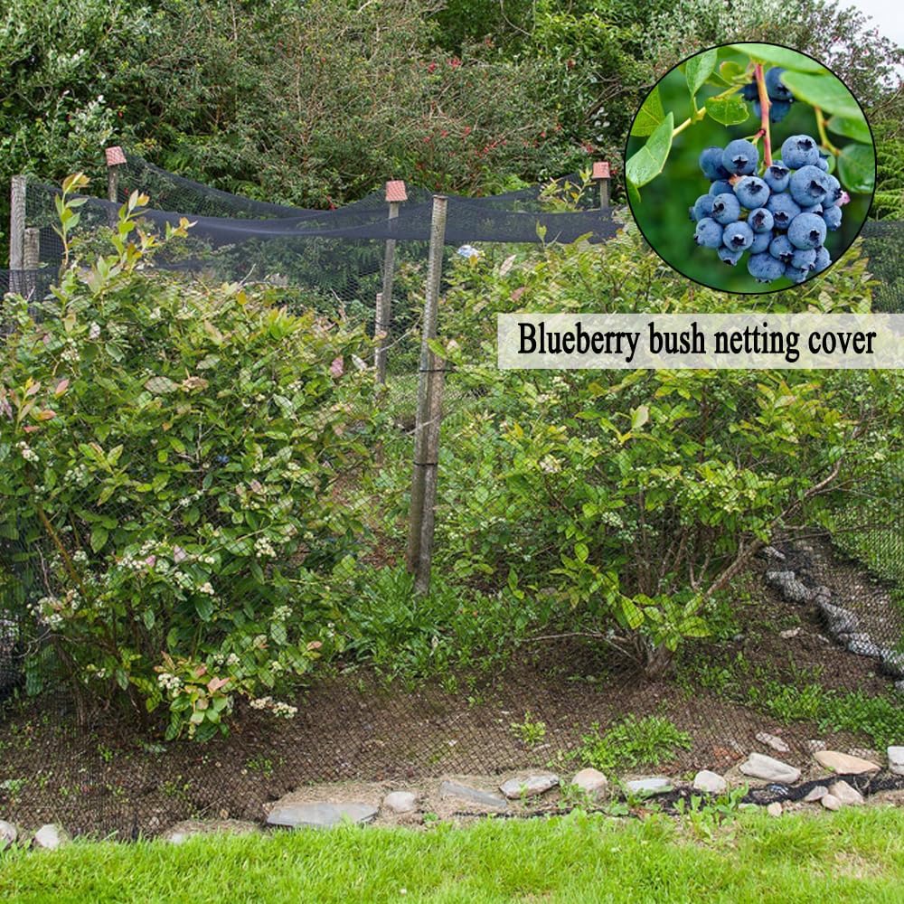 Junflying Bird Netting for Garden, 7.5X65 FT, 1/2“ Mesh, Strong Woven Deer Fence Netting for Garden Protection with Ties, Protect Vegetables, Fruit Trees, Blueberry Bushes, Strawberry Plants