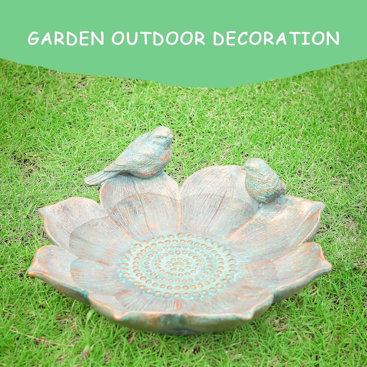 MUMTOP Bird Baths for Outdoors, Antique Outdoor Garden Bird Bath Resin Birdbath Bowl with Vintage Bird Ornament for Outside Yard Table Decor