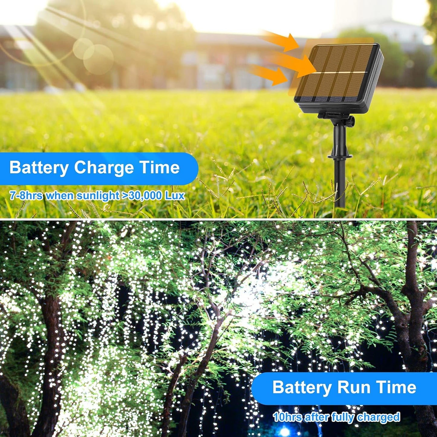 Extra-Long 288FT 800LED Solar Fairy String Lights, 4-Pack 72FT 200 LED Outdoor Twinkle Lights Waterproof 8 Lighting Modes Cool White Silver Wire Lights for Deck Backyard Tree Garden Fence Pool Party