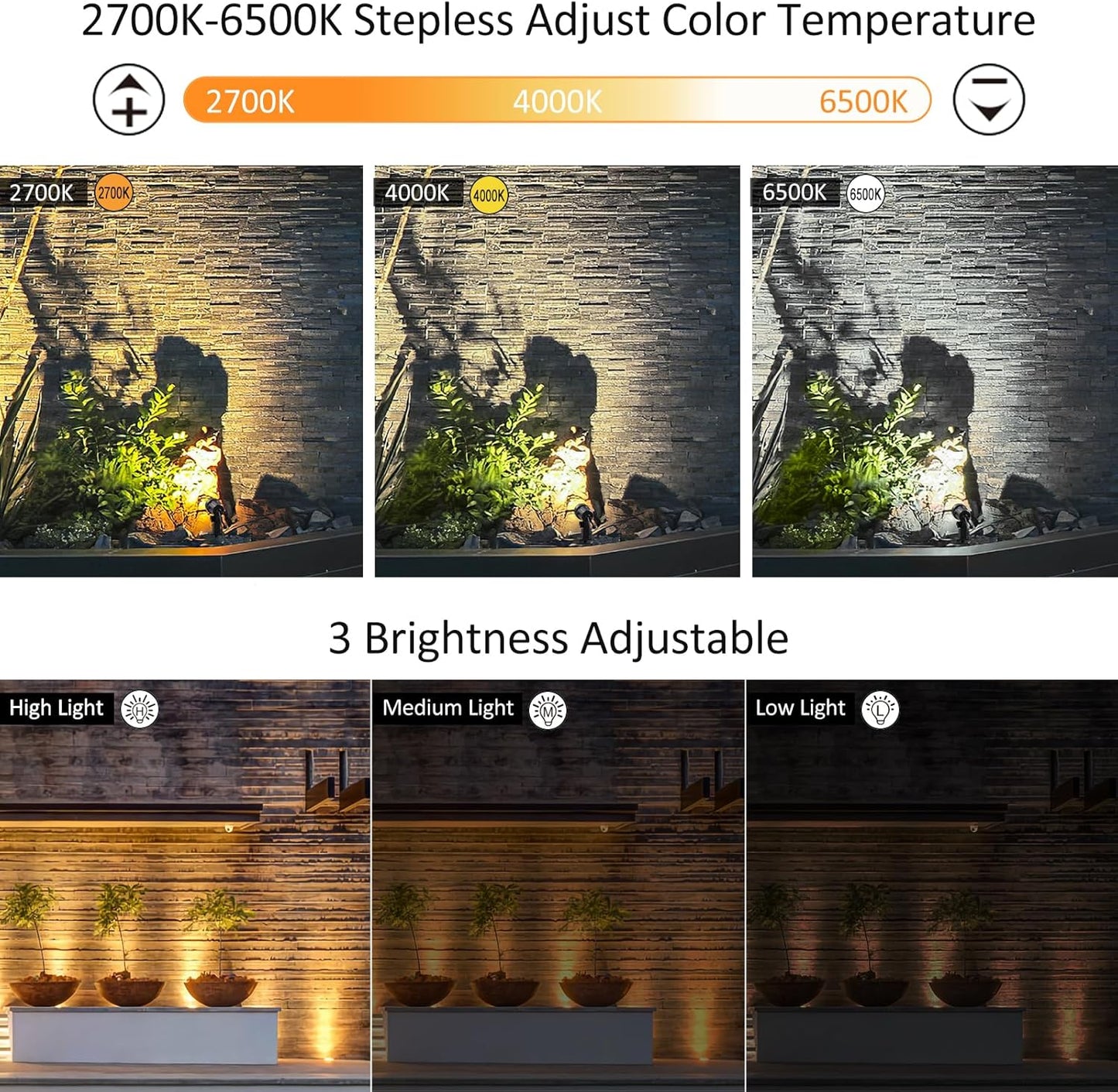 CLY Solar Landscape Spotlights, Solar Lights Outdoor IP66 Waterproof, Remote Control 2 Dynamic Modes 3 Brightness Adjustable 2700-6500K Auto On/Off 11M Cable for Garden Pathway Trees Flag 3 in 1