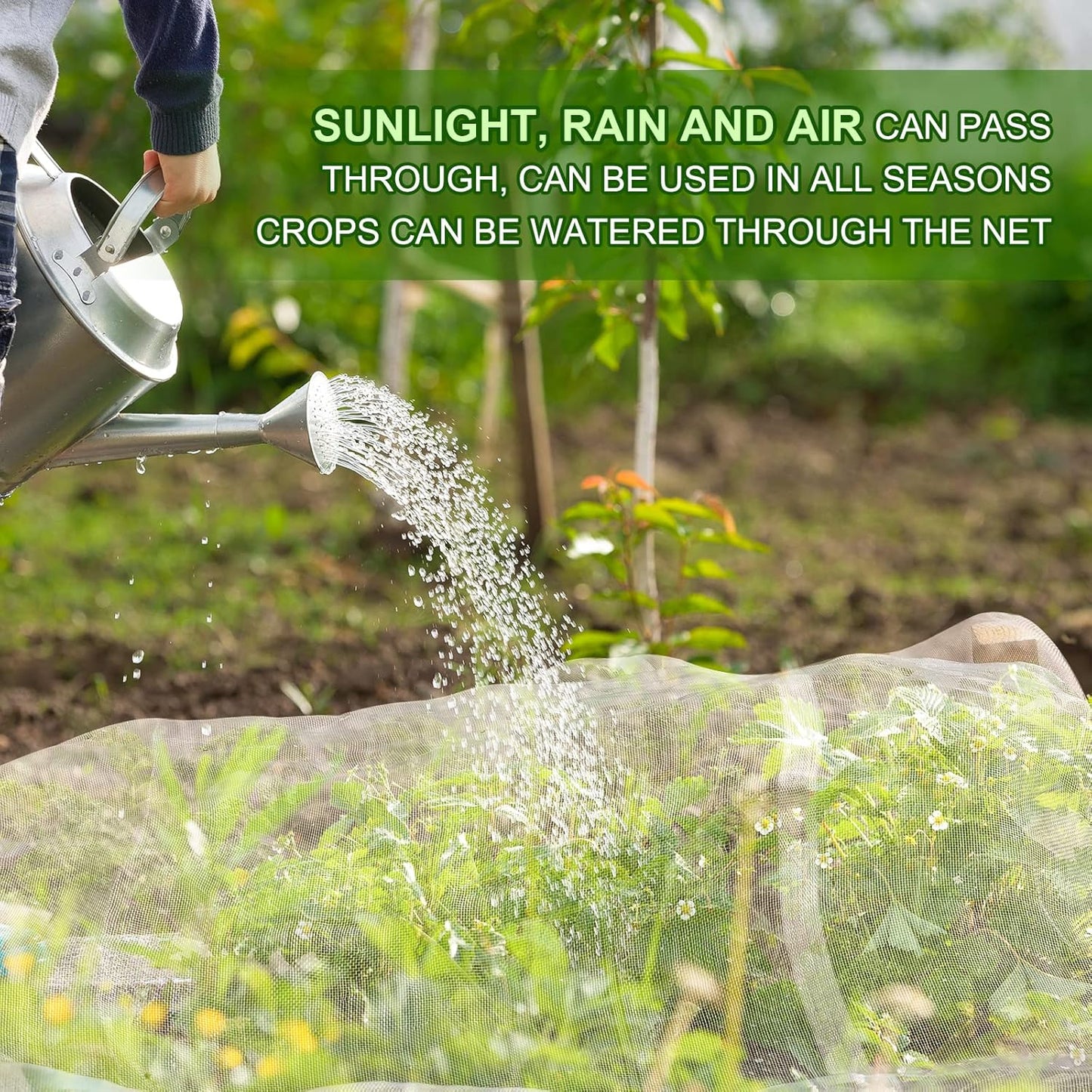 Garden Netting, Jevrench Durable Ultra Fine Garden Netting, Garden Plant Cover Row Cover Makes Plants, Vegetables, Fruits, and Flowers Grow Better (10ft x 35ft)