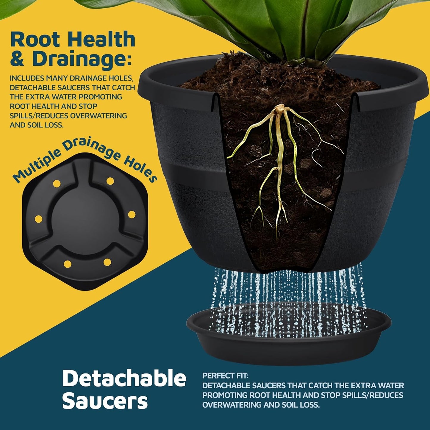 10-Inch Whiskey Barrel Planters Outdoor Pack of 25 - Durable Plastic Plant Pots for Indoor & Outdoor Use with Drainage & Saucer, Lightweight Rustic Barrel Planters for Flowers, Herbs & Small Plants