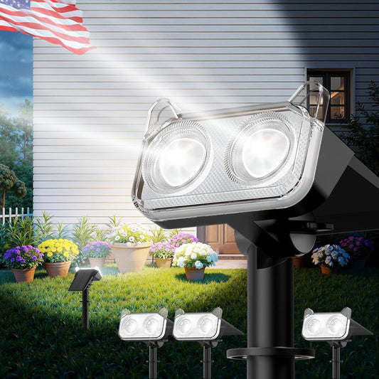 Solar Spot Lights Outdoor for Flag, Tree, Sign, Mailbox, Solar Lights Outdoor Waterproof, Bright Landscape Spotlights, Auto ON/Off, Dusk to Dawn Lighting for Yard Patio Garden Pathway, 4 Pack