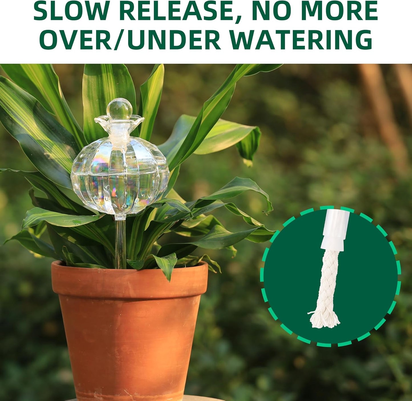 10 oz Large Top Fill Cactus Plant Watering Globes, Light Iridescent Glass Water Bulbs, Slow Release Self Watering Devices, Vacation Plant Watering System Self Watering Planter Insert, 4 Pack