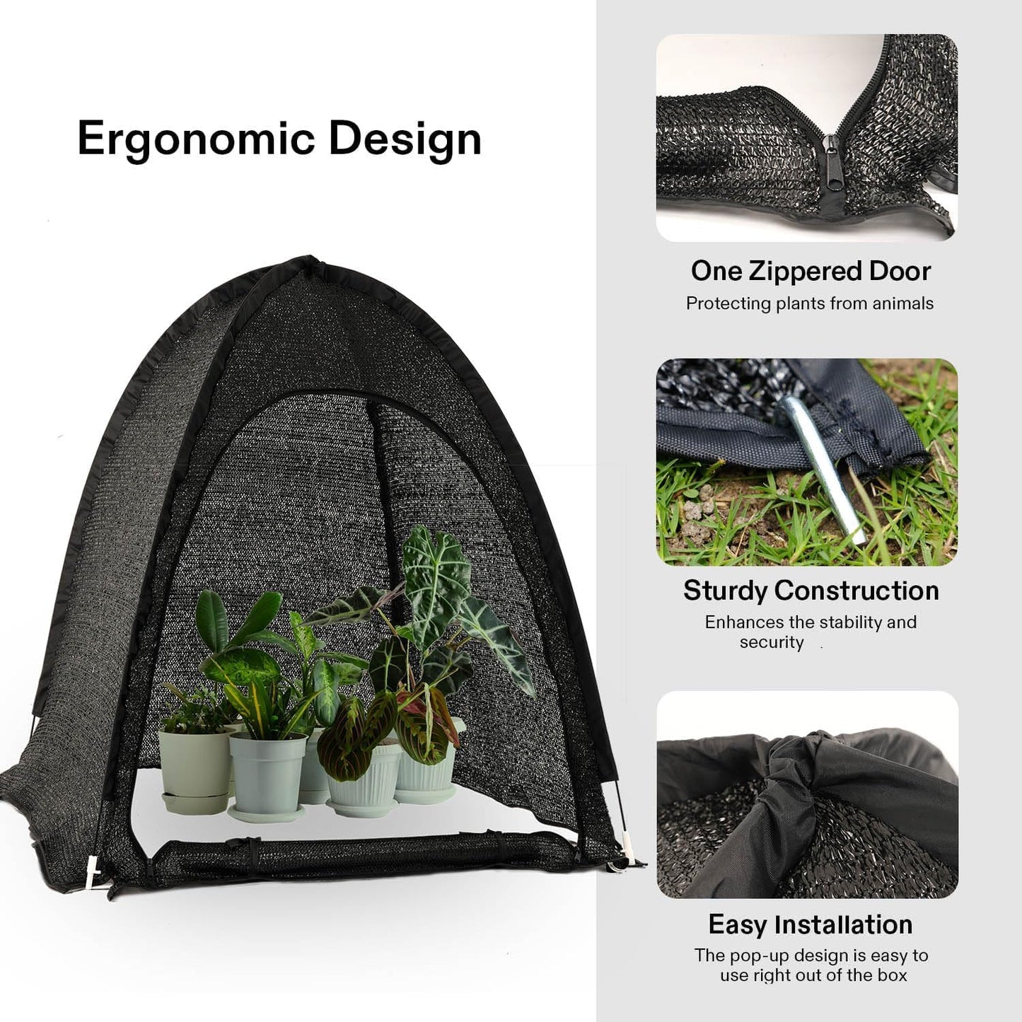 Porayhut Pop up Sunshade Cloth Pack of 3,Easy Open Crop Shade Net 36''*36''*39''UV Resisitant Plant 80% Sunblock Net for Mini Flower Pot with Stakes