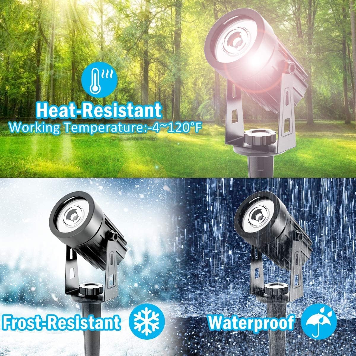 T-SUNUS Halloween Solar Landscape Spotlights 2 Pack Metal, Outdoor Waterproof IP65 Blue Spot Lights Separated Panel with 9.8ft Cable Auto On/Off for Christmas Tree Garden Driveway Pathway Pool