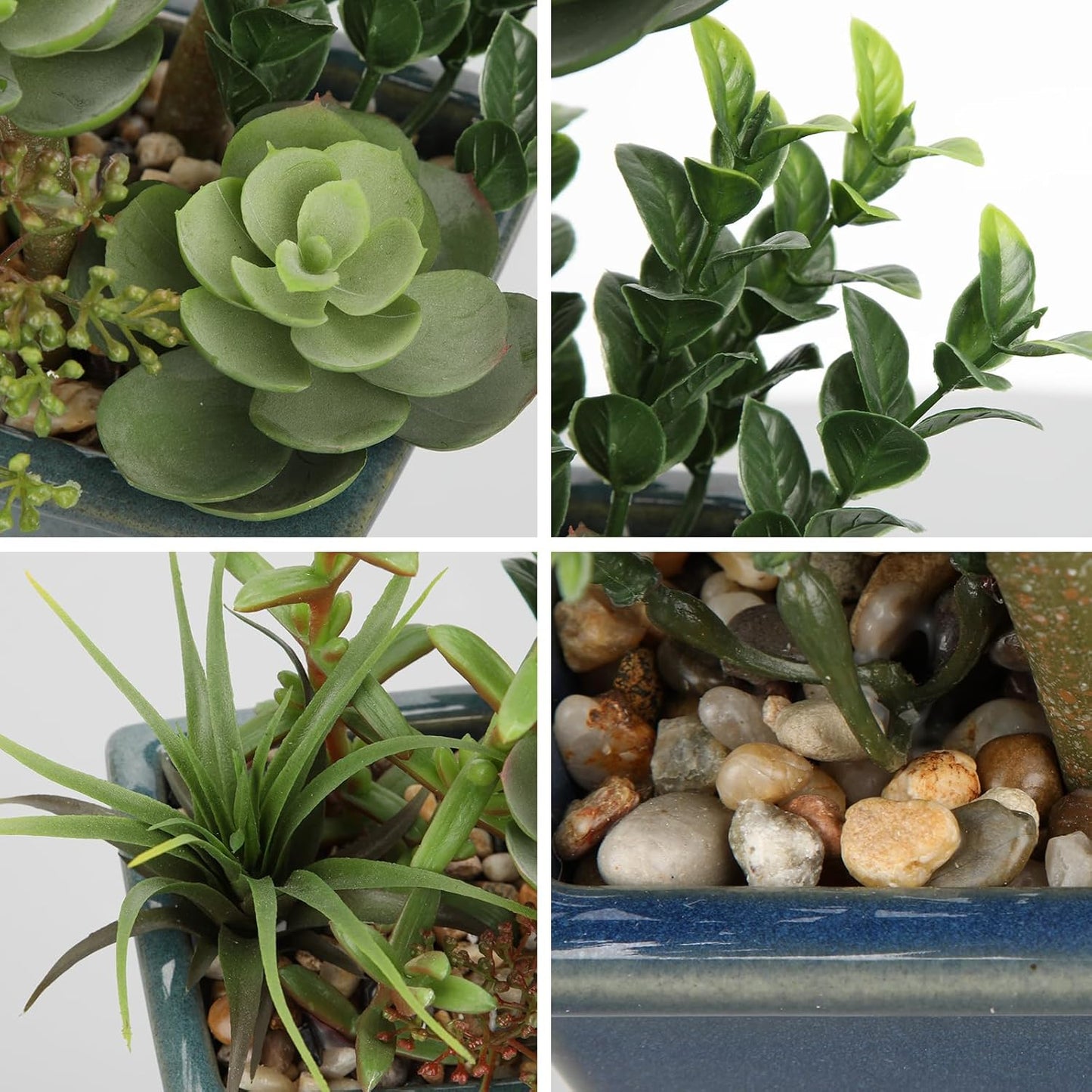 Small Faux Plant Assorted Fake Succulents Plants with Glazed Ceramic Pot Faux Succulents Arrangement Cement Potted Desk Plants Small Fake Plants for Home Table Office Bathroom Shelf Living Room Decor