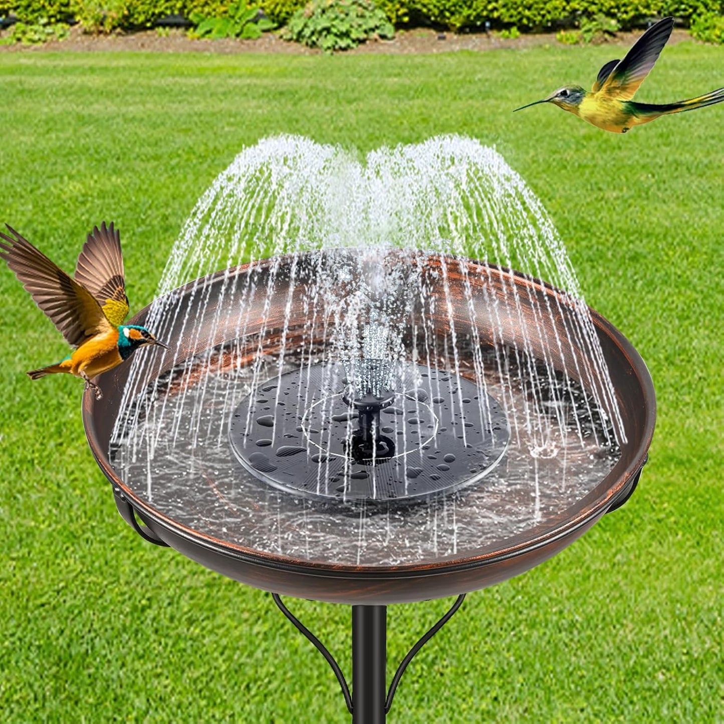 Metal Bird Bath for Outside, Vintage Freestanding Birdbaths with Metal Stake, Upgraded 5 Pronged Base Birdfeeder Feeder Bowl for Outdoors Garden Patio Yard Lawn Decor (Vintage Bronze)