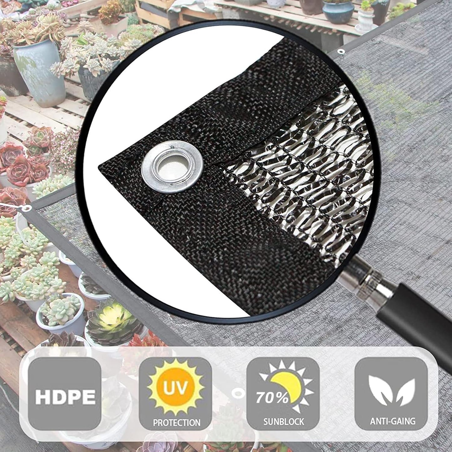 LOVE STORY 6.5x10FT 70% Black Shade Cloth Sun Shade Net with Grommets Sunblock Net Mesh Tarp for Garden,Plants Cover,Greenhouse and Patio