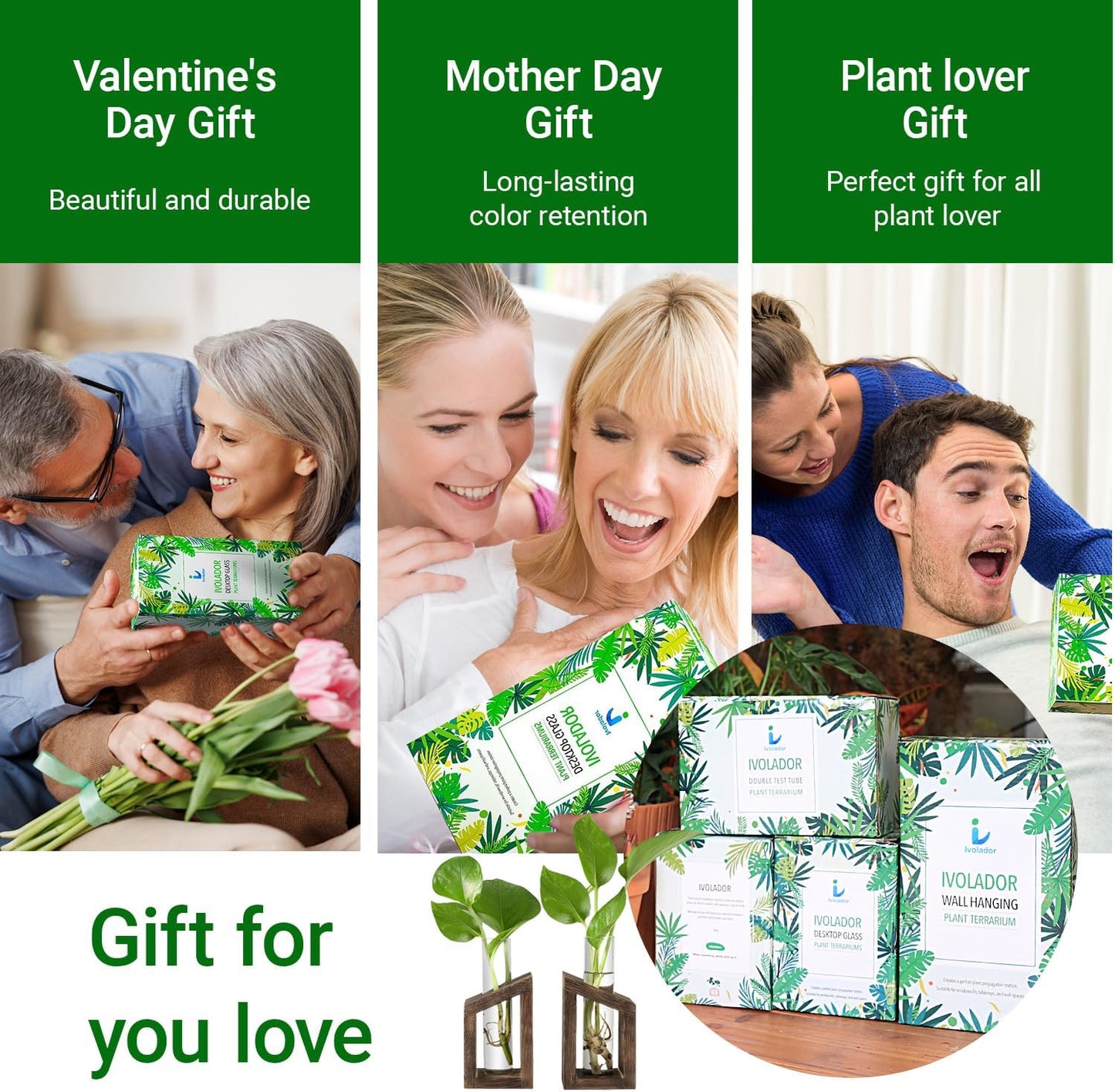 Ivolador Test Tube Propagation Stations Pothos Planter Terrarium Container Perfect for Propagating Hydroponic Plants Home Office Garden Decor Wedding -2 PCS